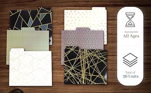 Miniatura 8 de GODPLYN Juego de 36 carpetas de archivos (6 diseños), carpetas, carpetas de archivos decorativas, bonitas carpetas de archivos, para suministros de