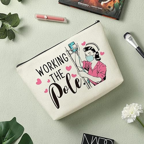 Miniatura 6 de Decohim Bolsa de maquillaje divertida para enfermera, alfabeto, latido del corazón, bolsa de cosméticos, accesorios para enfermeras de trabajo,
