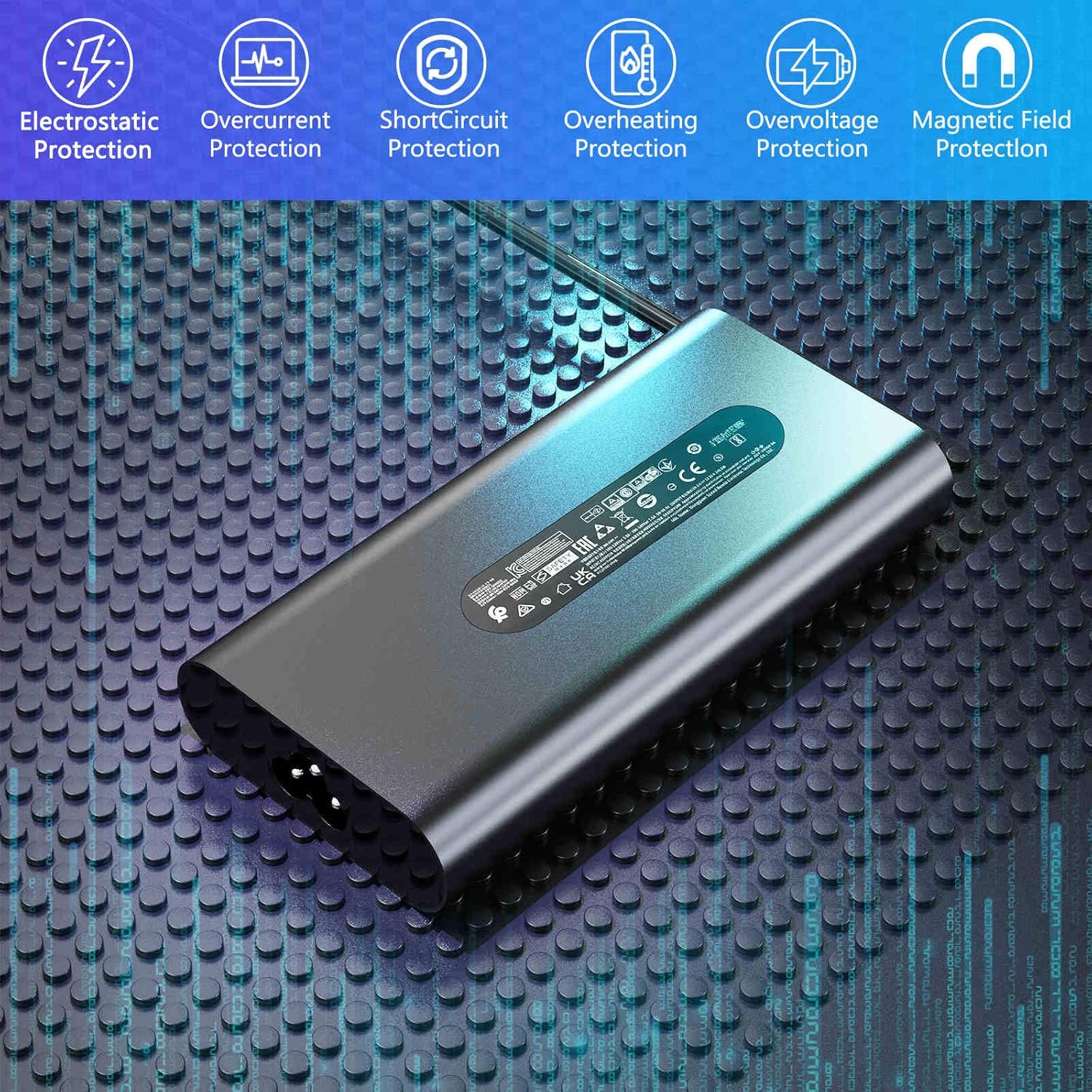 GaN 240W 19.5V 12.31A Slim AC Charger Fit for Dell Alienware M15 R7 X16 X17 R2 X15 R2 M17 R5 Precision 7670 7680 7770 7780 LA240PM200 HA240PM200 DA240PM200 Laptop Supply Power Adapter Cord