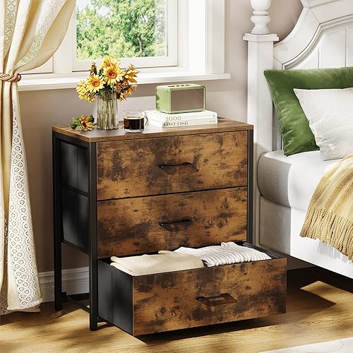 Nightstand, End Table, Bedside Table, Small Tall Dresser for Bedroom
