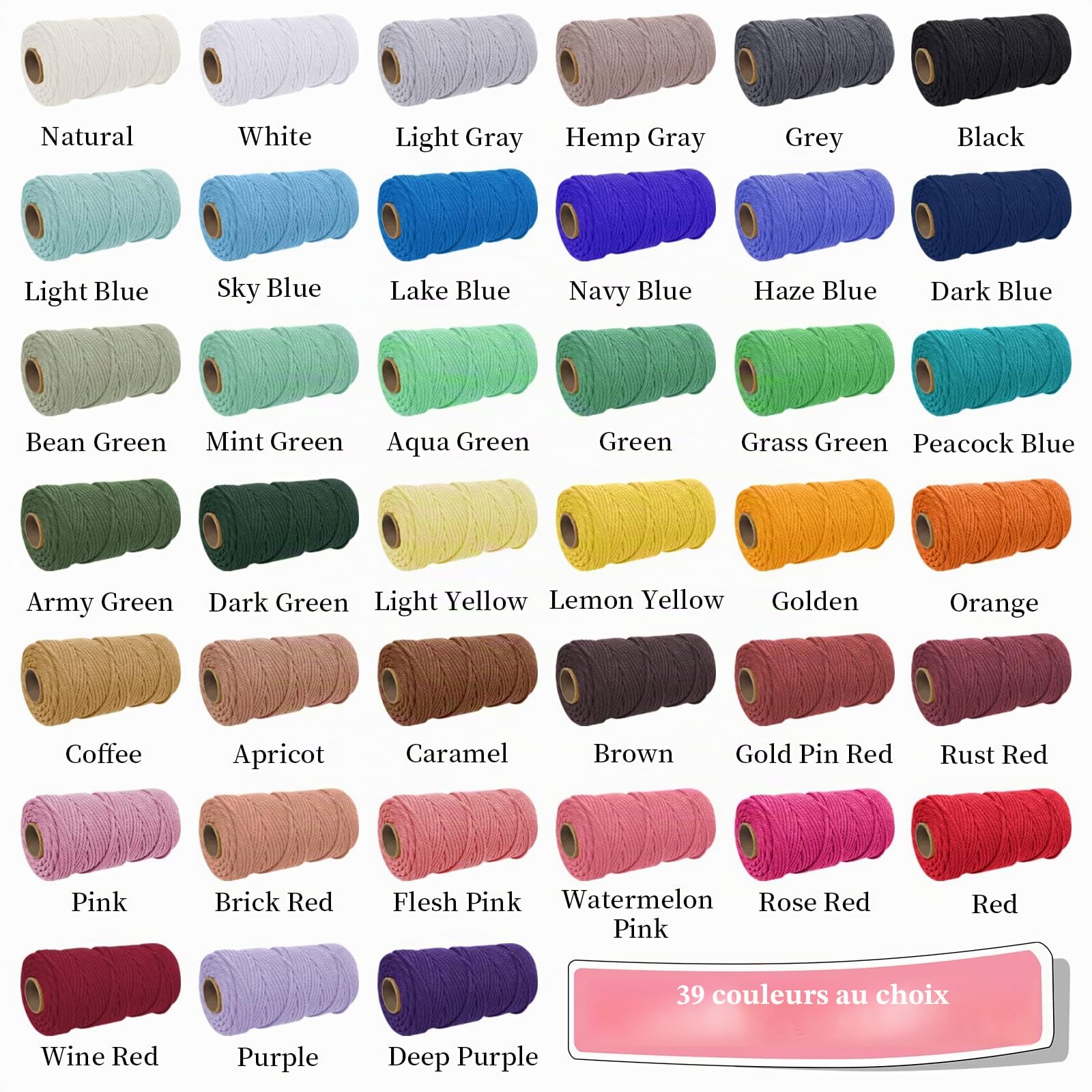 Corde Macramé 5mm x 100m, Fil Macramé Coton Naturel, Grosse Ficelle Cordelette 5mm Cordon pour Mural, Porte Plante, Bricolage, Décoration Boho (Naturel)