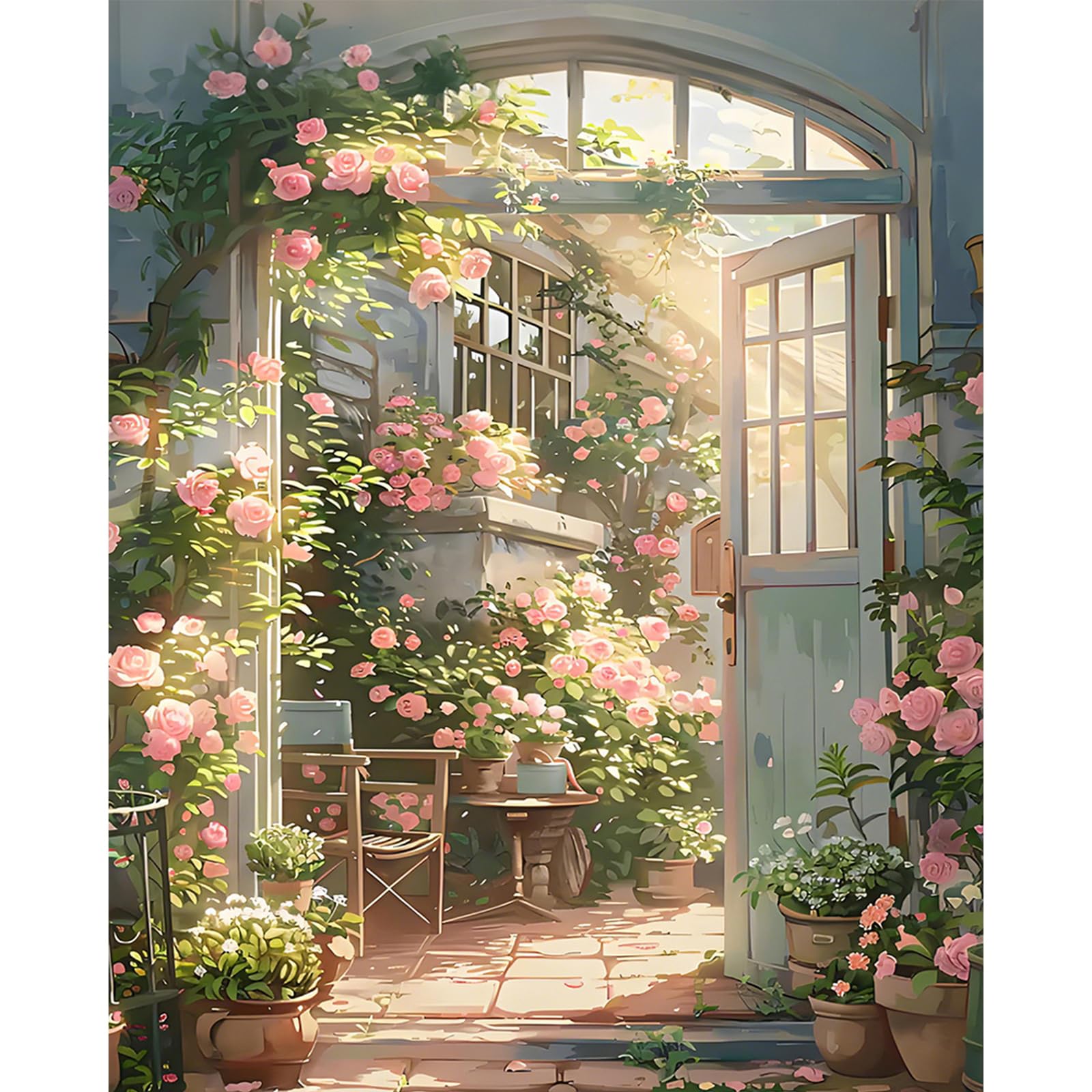 Cytheron Paint by Numbers for Adults, Flowers Shop Adult Paint by Number Canvas Kits Without Frame, Floral DIY Acrylic Painting by Numbers Kit for Gift Home Wall Decor 16 x 20 Inch