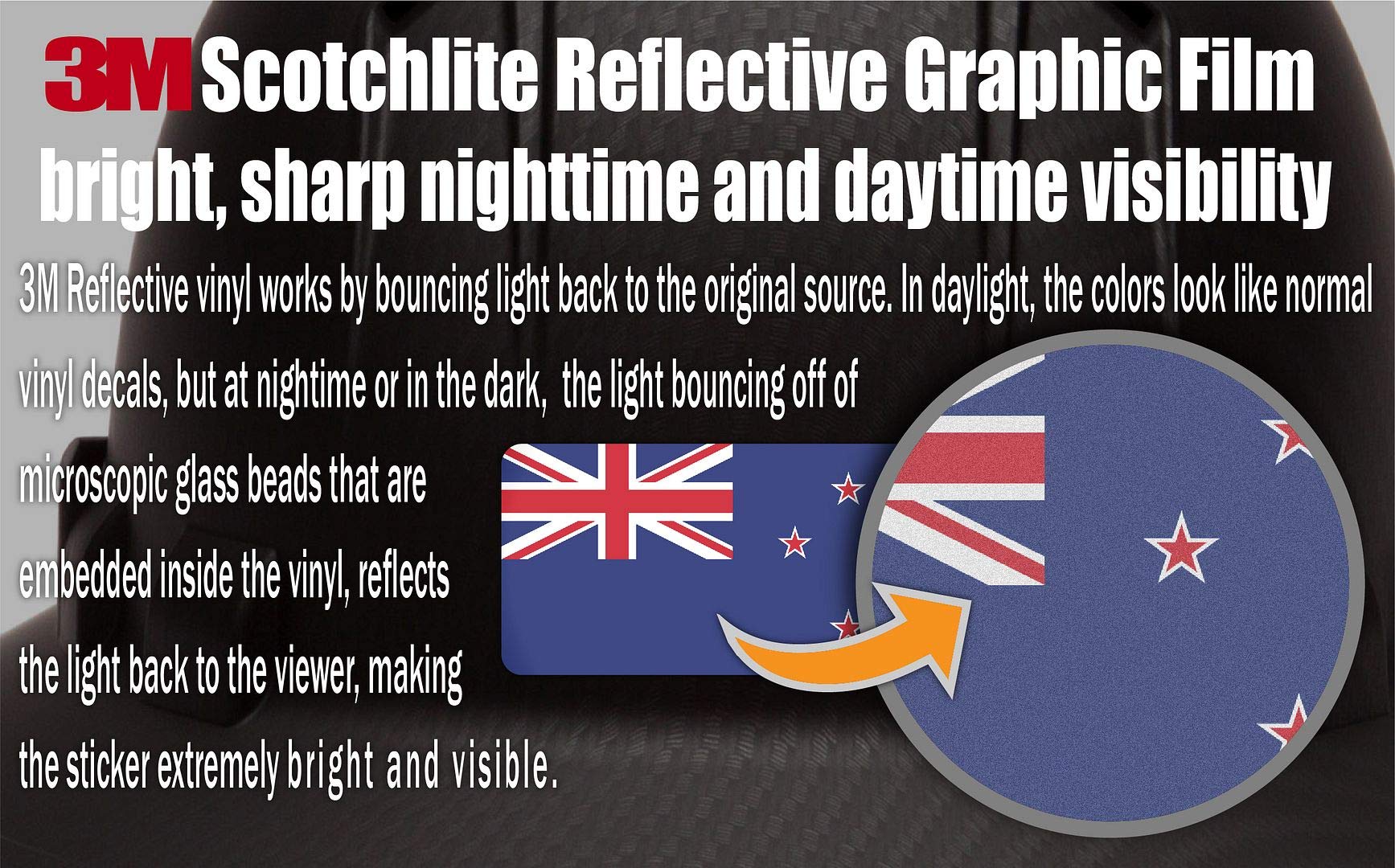 (x10) 3M Reflective New Zealand and US Flag Stickers | Versatile Safety Decals | Hard hats, laptops, bikes, toolboxes