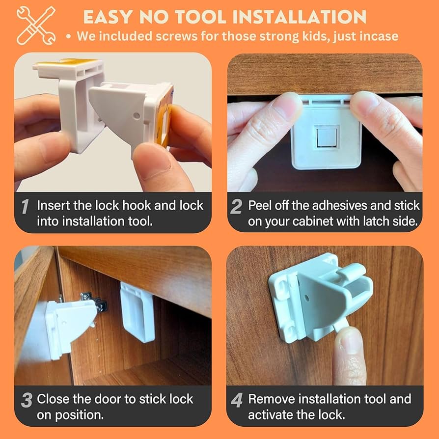 TRIOM Baby Safety Cupboard Door Stopper (8 Locks + 2 Keys), Drawer Block Child Safety Baby Locks