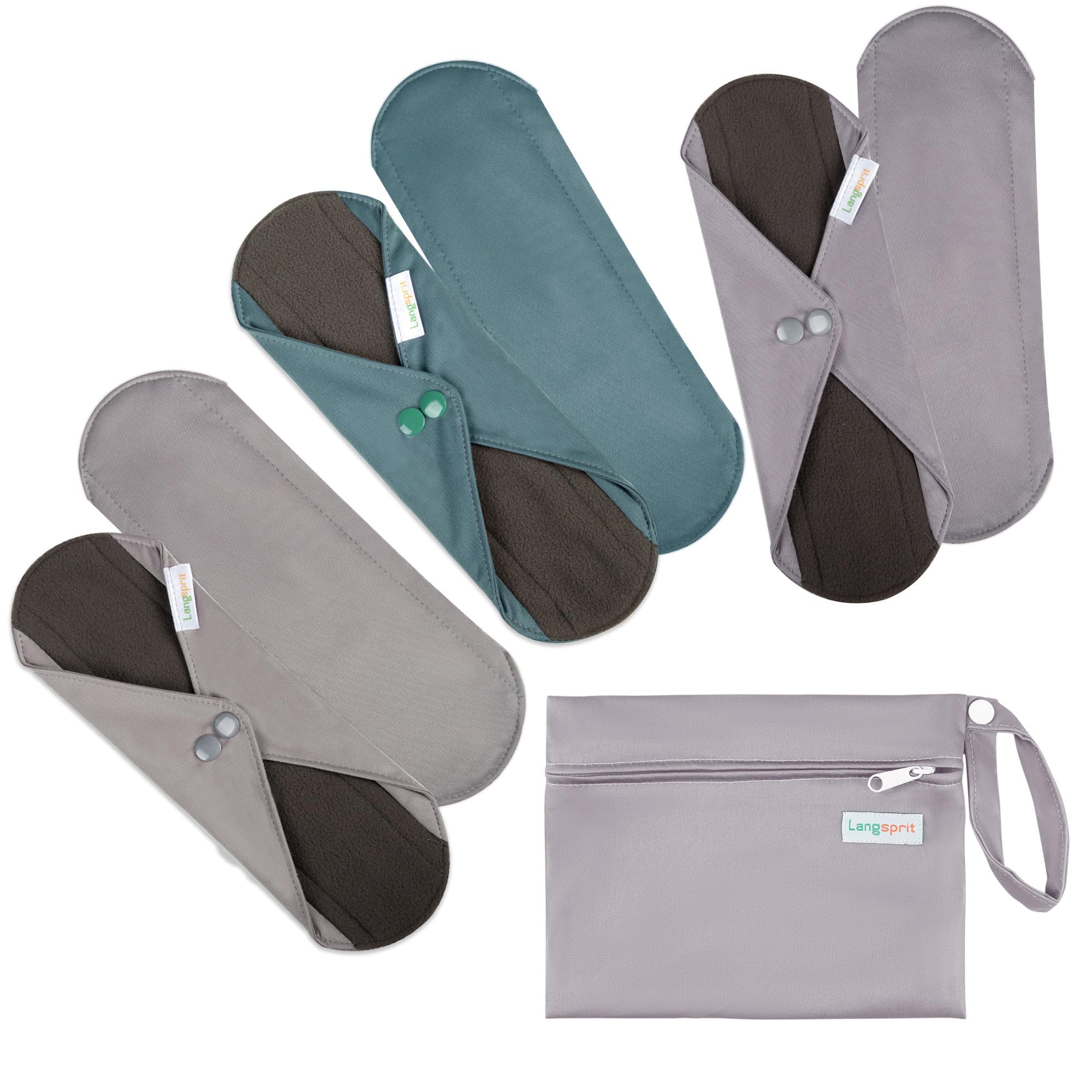 7pcs Set 1 pc Mini Wet Bag +6pcs Absorbent Reusable Sanitary Pads/Washable Cloth Menstrual Pads(Morandi-1,S)