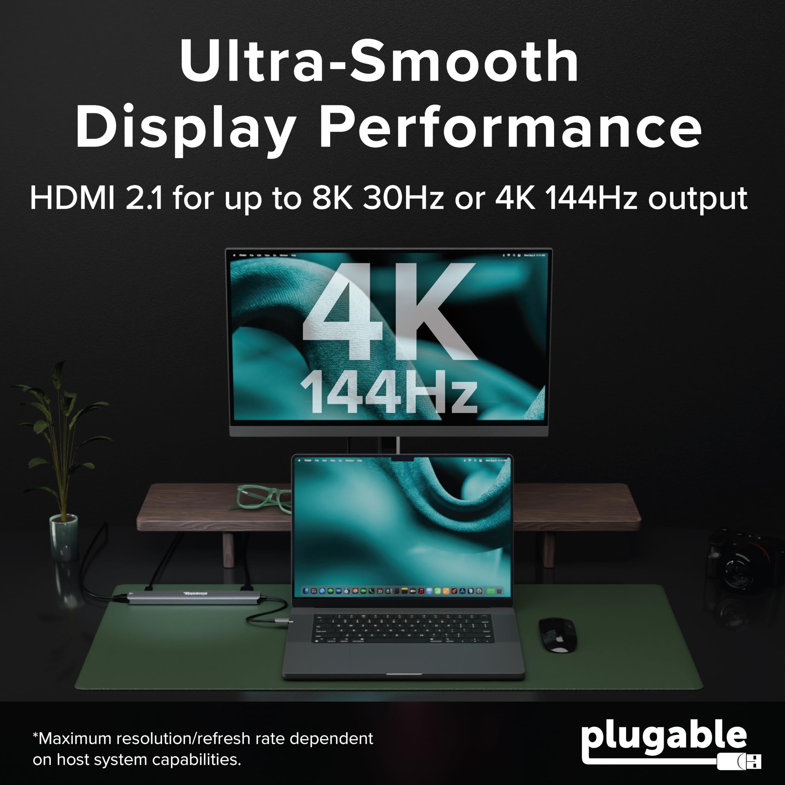 Plugable Hub USB C: adattatore multiporta 10-in-1 (8K/4K 144Hz HDMI 2.1, 2.5G Ethernet, ricarica 140W, dati 10Gbps) distribuzione IT senza driver per MacBook Pro/Air Windows Thunderbolt Chromebook