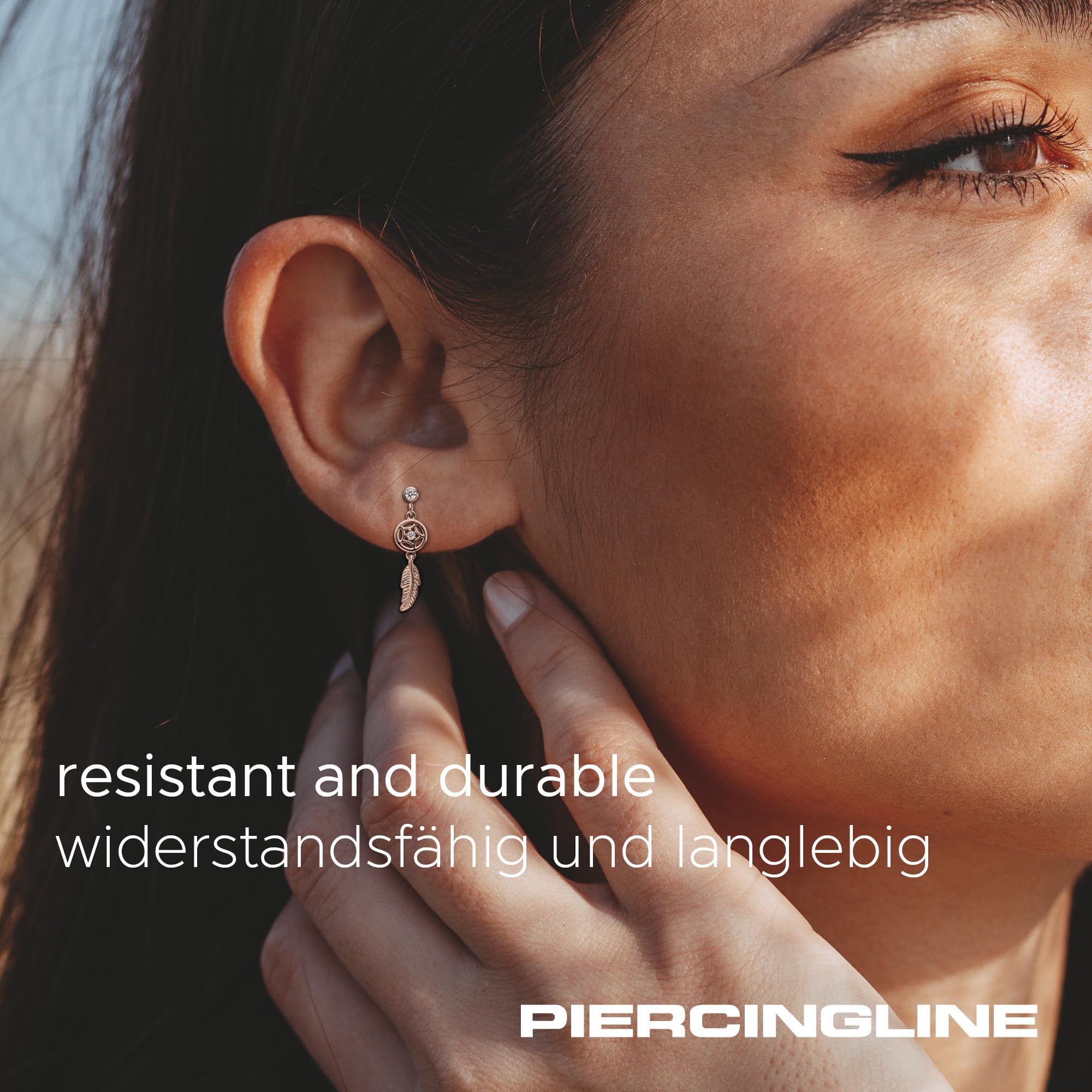 PIERCINGLINE Piercing per orecchio, acchiappasogni con cristallo in acciaio chirurgico, per orecchio o elice, in 3 colori, Acciaio inossidabile, cristallo