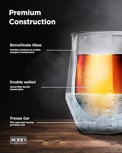 Miniatura 4 de GALVANOX Regalo de vaso de whisky congelado para papá taza enfriadora congelada aislada de 7 onzas 7 onzas disfruta del escocés frío y el bourbon