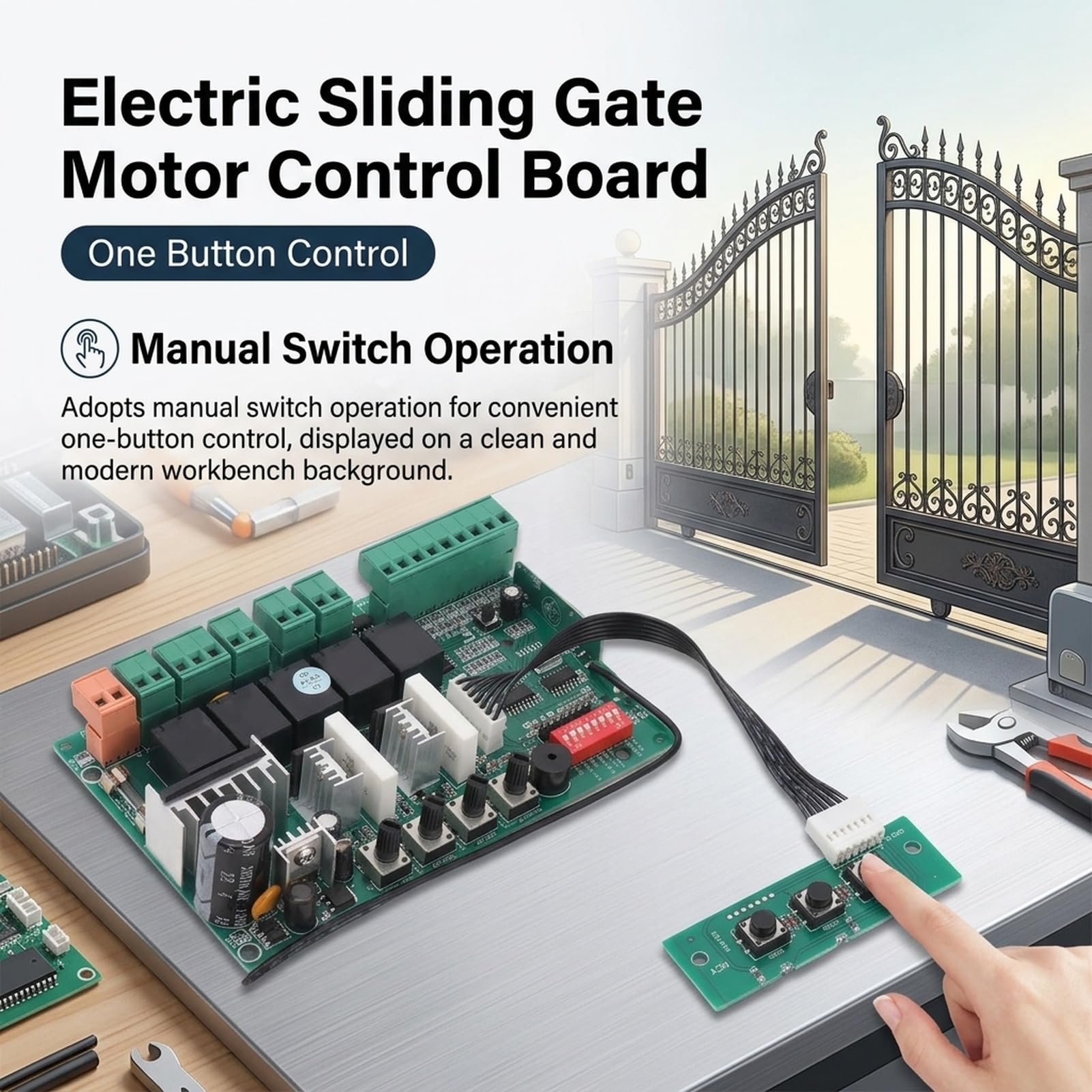 Placa controladora de motor de puerta Diseño de voltaje de motor de 24 V CC 10 A con indicación LED para depuración y control sensible para motores de puerta corredera