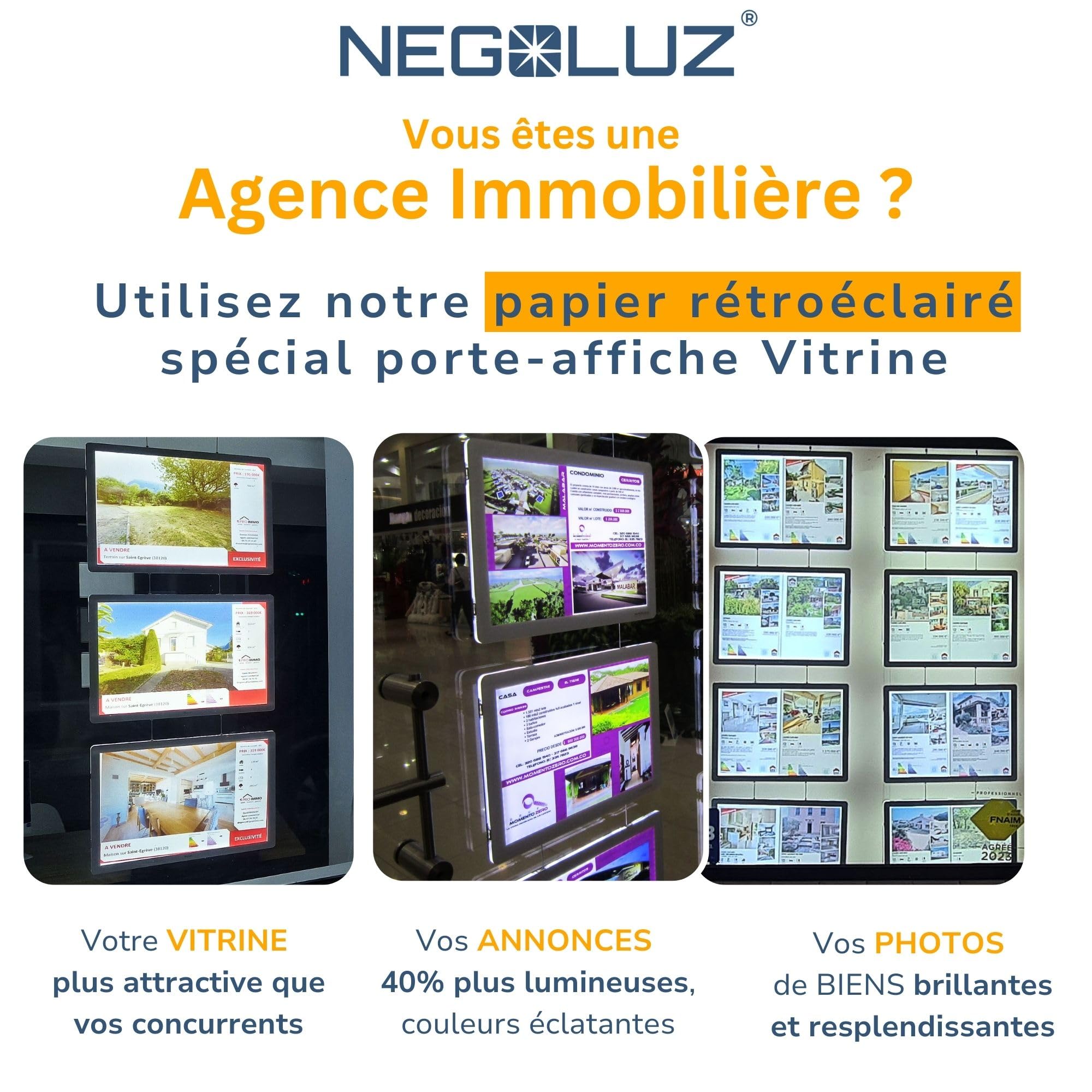 Papier Backlight A3 Rétroéclairé PRO 100 Feuilles NegoLuz® pour Porte Affiche Vitrine LED