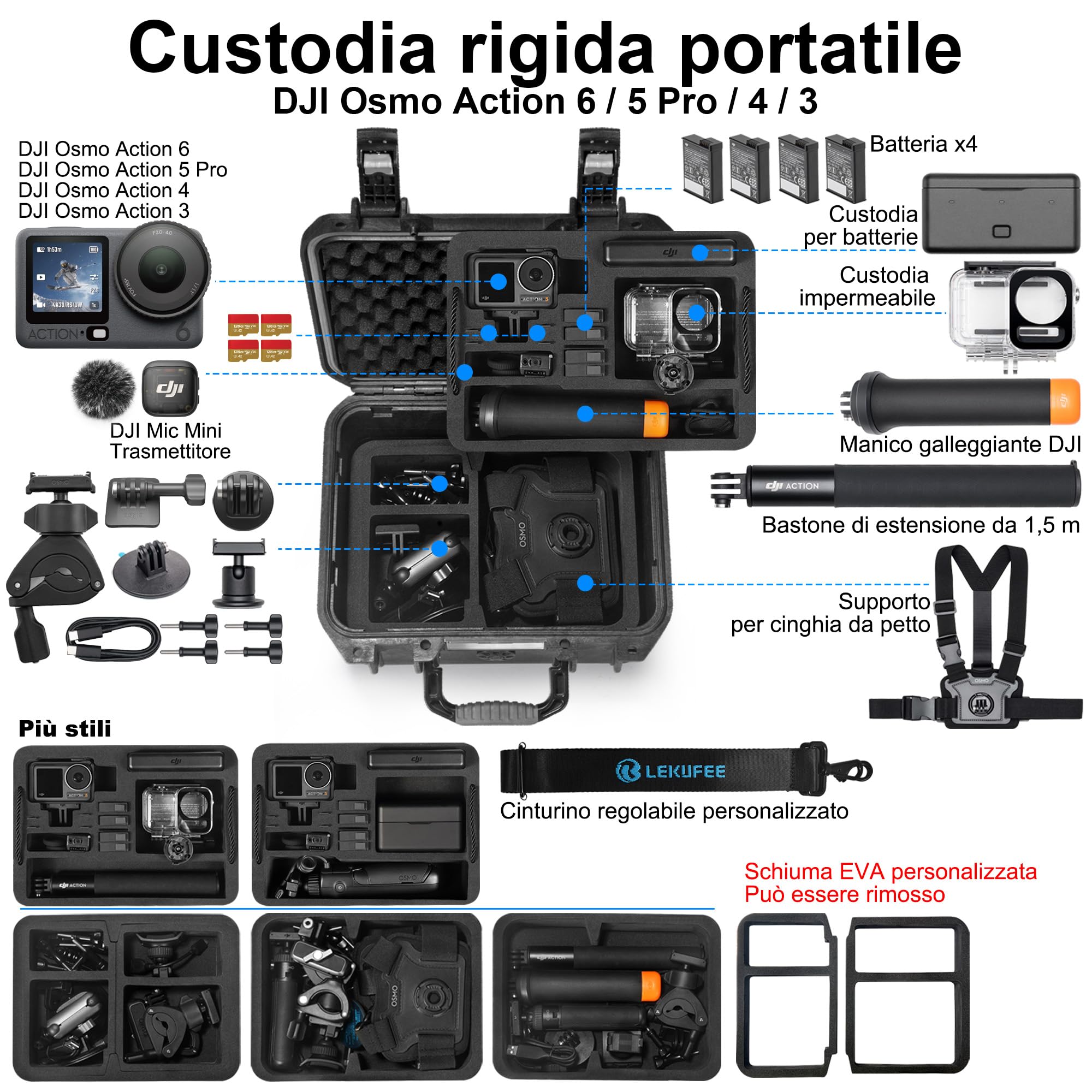 Lekufee Cuscino Acqua Impermeabile per DJI Osmo Action Camere - Dettaglio