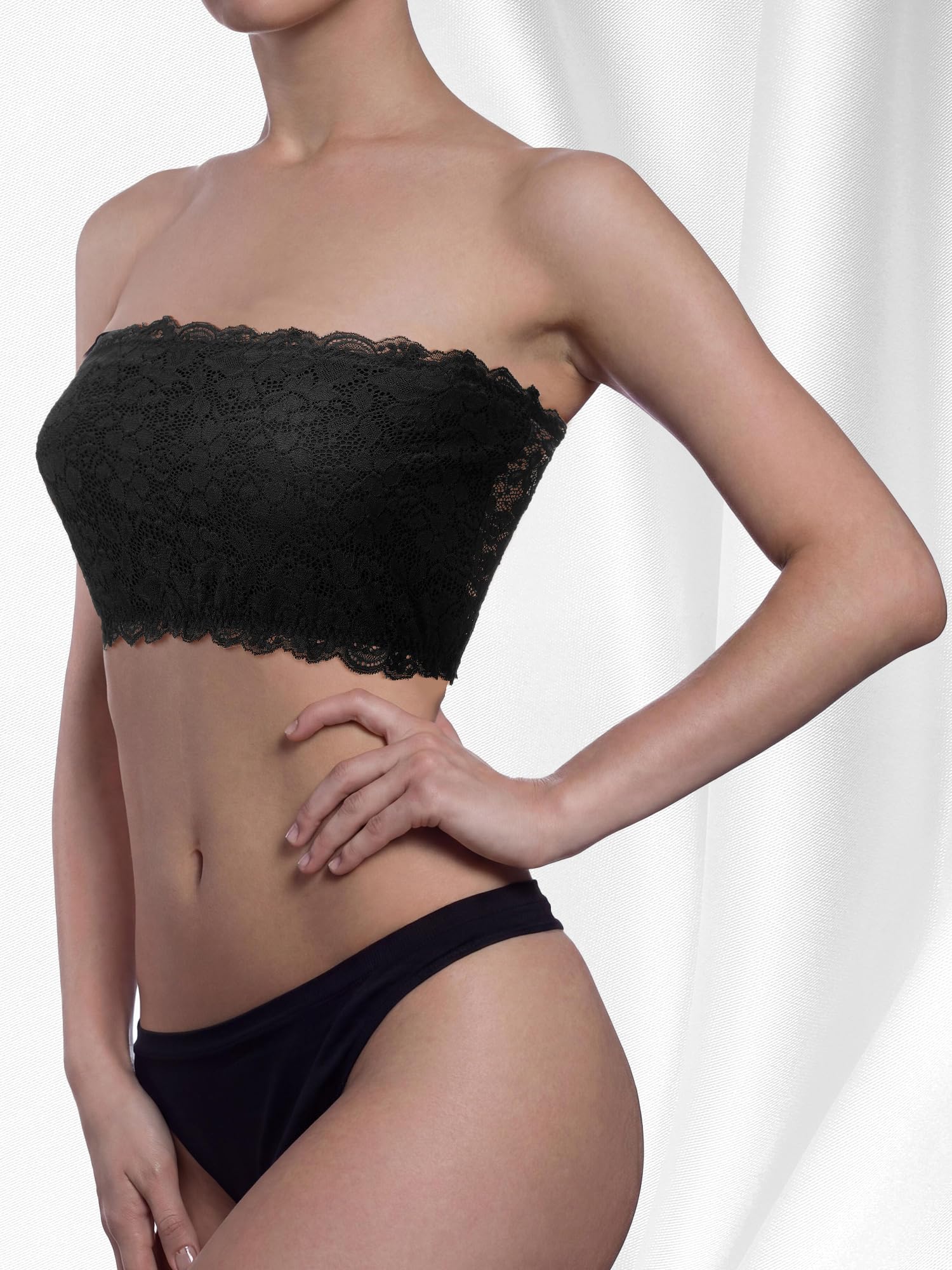 Geyoga 6 Stück Blumen Spitze Bandeau BHS Dehnbare Trägerlose Spitze Bralette Nahtlose Schlauch BHS für Damen Mädchen