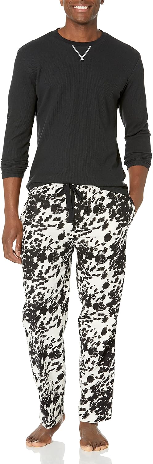Wrangler Men's Waffle Knit Top and Flannel Pajama Pant Pajama Sleep Set