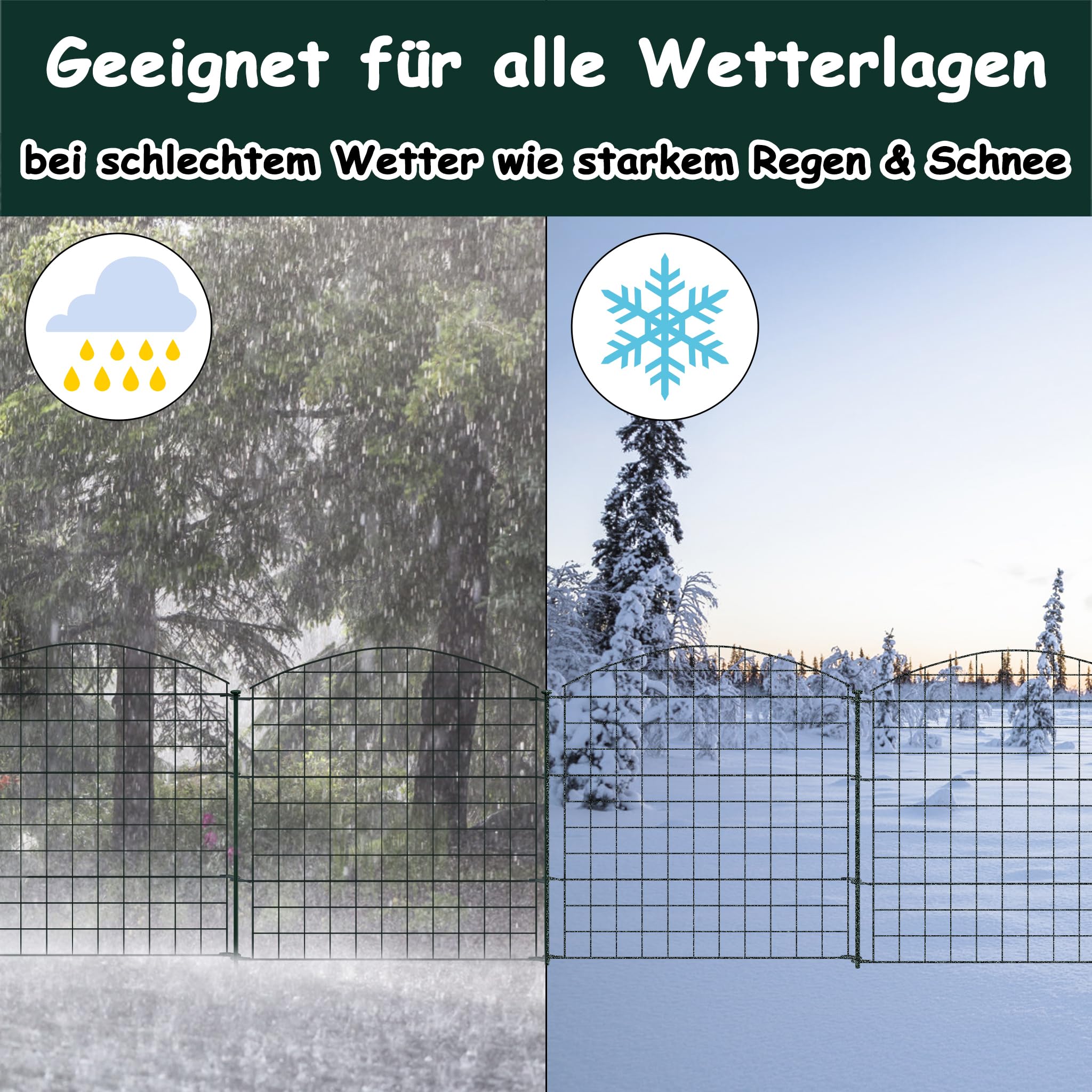 NAIZY Teichzaun Metall Gartenzaun Komplettset 10pcs Zaun Steckzaun inkl. 12 Befestigungsstäben Zaunelemente Freigehege Absperrzaun für Garten Tier Hunde (Type A)
