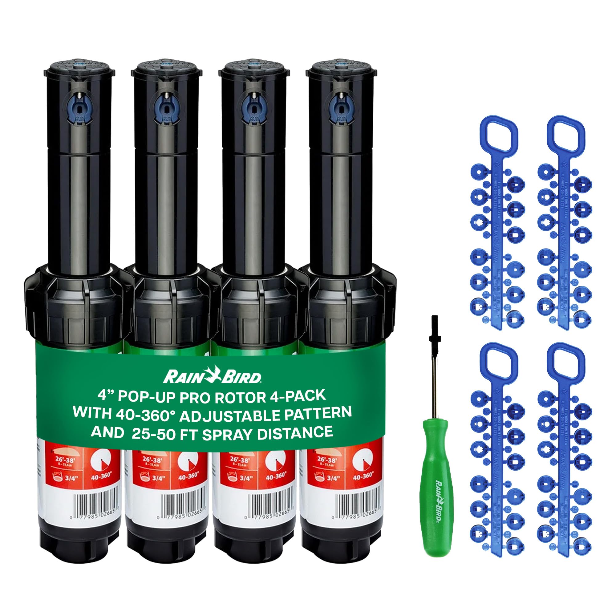 Rain Bird ItemEyes Lot de 4 têtes d'arrosage à Rotor série 5000 avec Buses et Outil de réglage ; modèle 5004 PC de 10,2 cm de Hauteur