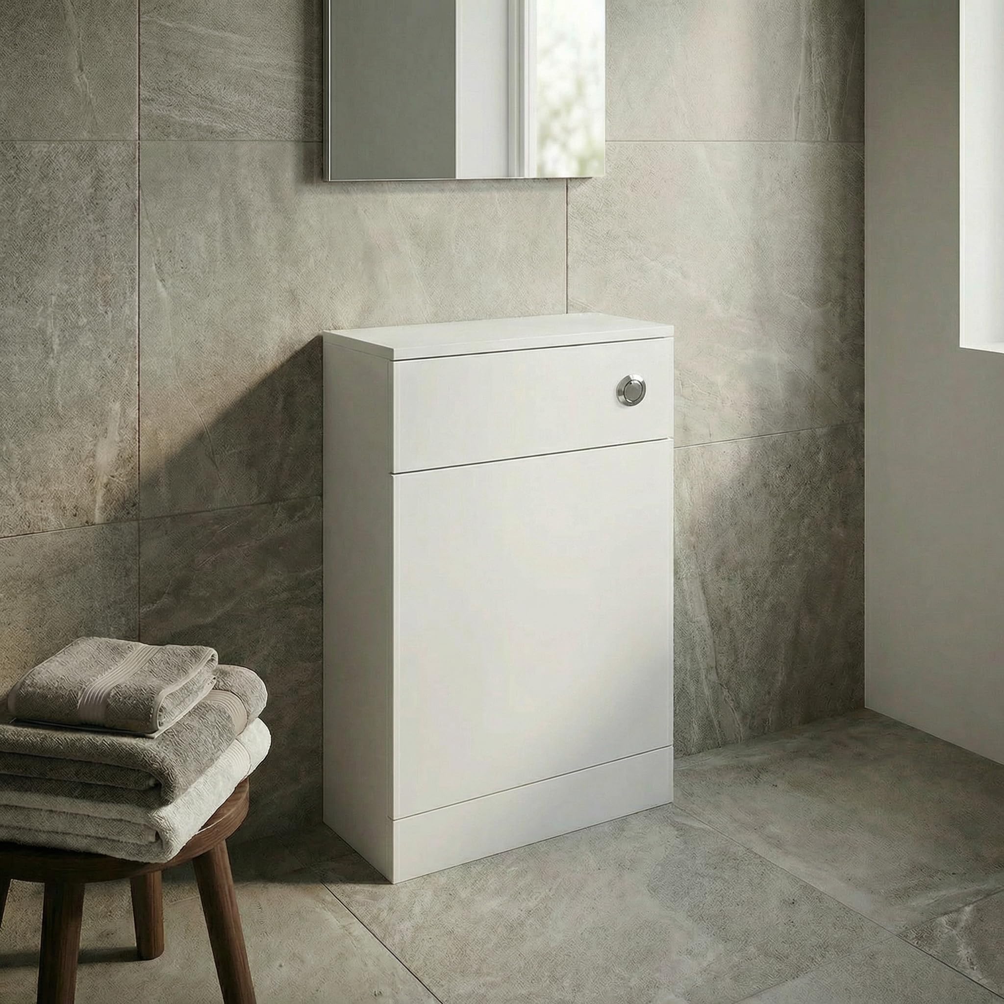 Baystone 500mm Bathroom Cloakroom Back to Wall BTW Toilet Modern Furniture Unit Only, Flat Pack, Freestanding, Matt White