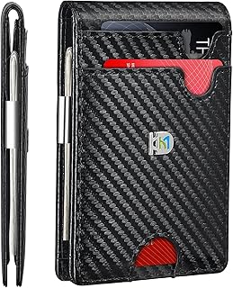 Bifold Slim Wallet for Men Minimalist Leather Credit Card Wallet 12 Slots Austin RFID Blocking Wallets for Men Women With Metal Money Clip and ID Window Stylish Billfold Gift Box Wallets