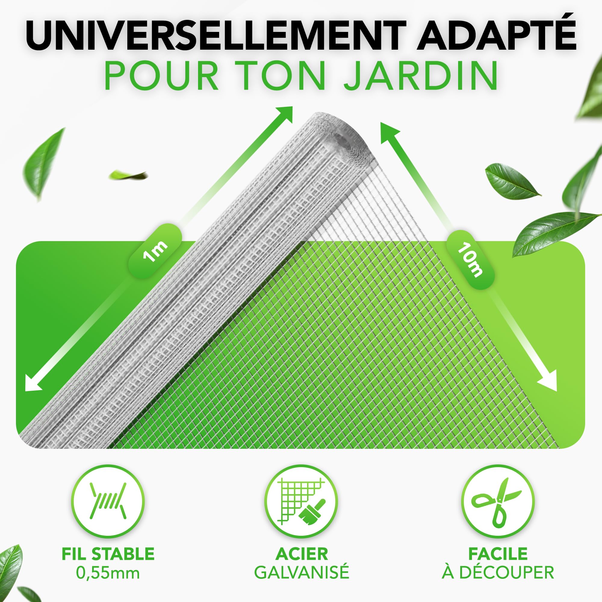 LAINFELD Grillage à mailles fines | 10 x 1 mètre | Grille anti-campagnol pour plate-bande surélevée avec maille de 6,3 mm | Fil de fer pour lapins, grillage pour volière, accessoire pour plate-bande