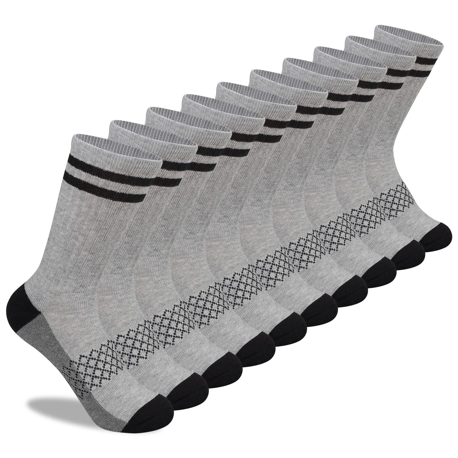 Comfoex 10 pares de calcetines deportivos para niños de 4-6, 6-8, 8-10 años, calcetines largos de pantorrilla para niños, calcetines de algodón medio acolchados