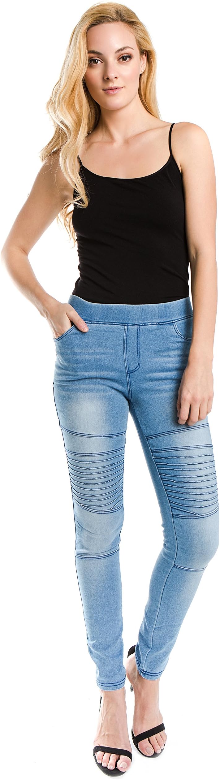 Women's Elastic Waistband Pull On Denim Jeggings
