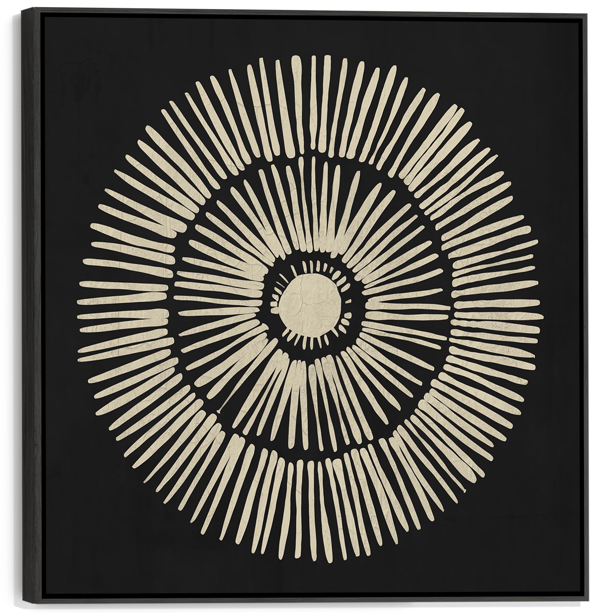Wallfillers Neutral Black Modern Wall Art For Living Room - Abstract Framed Canvas - Ffs2108 - Xl - 100X100cm