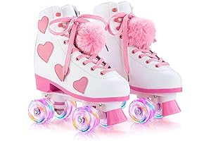 Sparkling Queen Girls Roller Skates Size 2 with Love Heart Pattern
