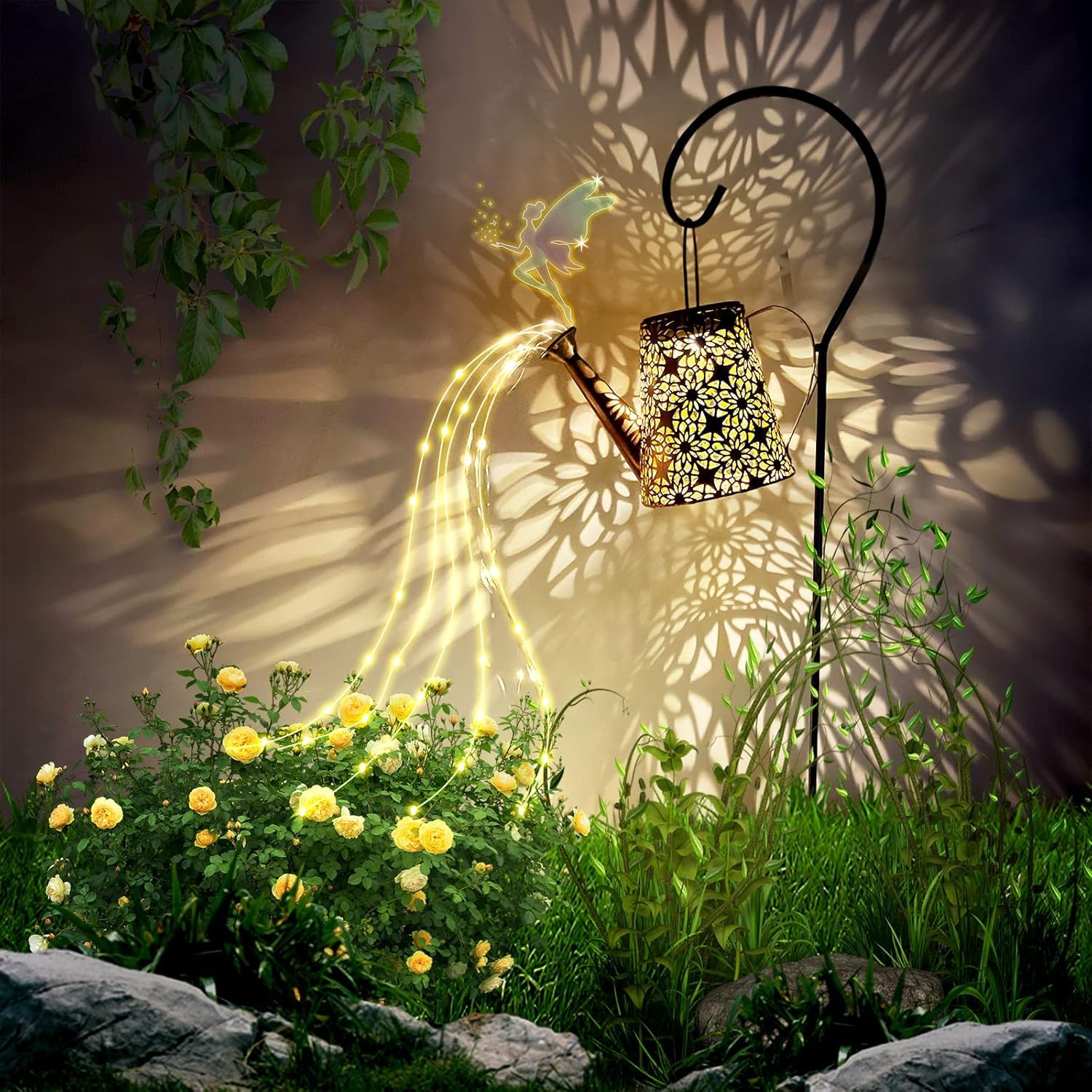 Arrosoir Solaire Avec Guirlandes Lumineuses - Lanterne LED Extérieure Jardin - Étanche IP65 Décoration Lumineuse