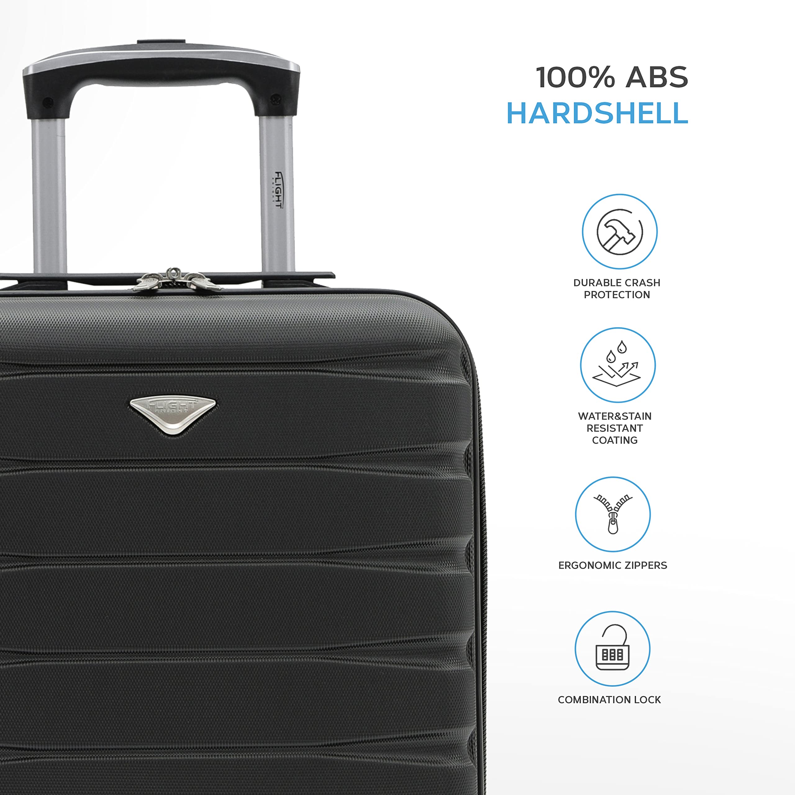 Flight Knight Suitcase Set of 2 Lightweight 4 Wheel ABS Hard Case Cabin Carry On Hand Luggage - easyJet Maximum Size for Overhead Cabin & Under Seat Carry-On - 45x36x20cm & 56x45x25cm