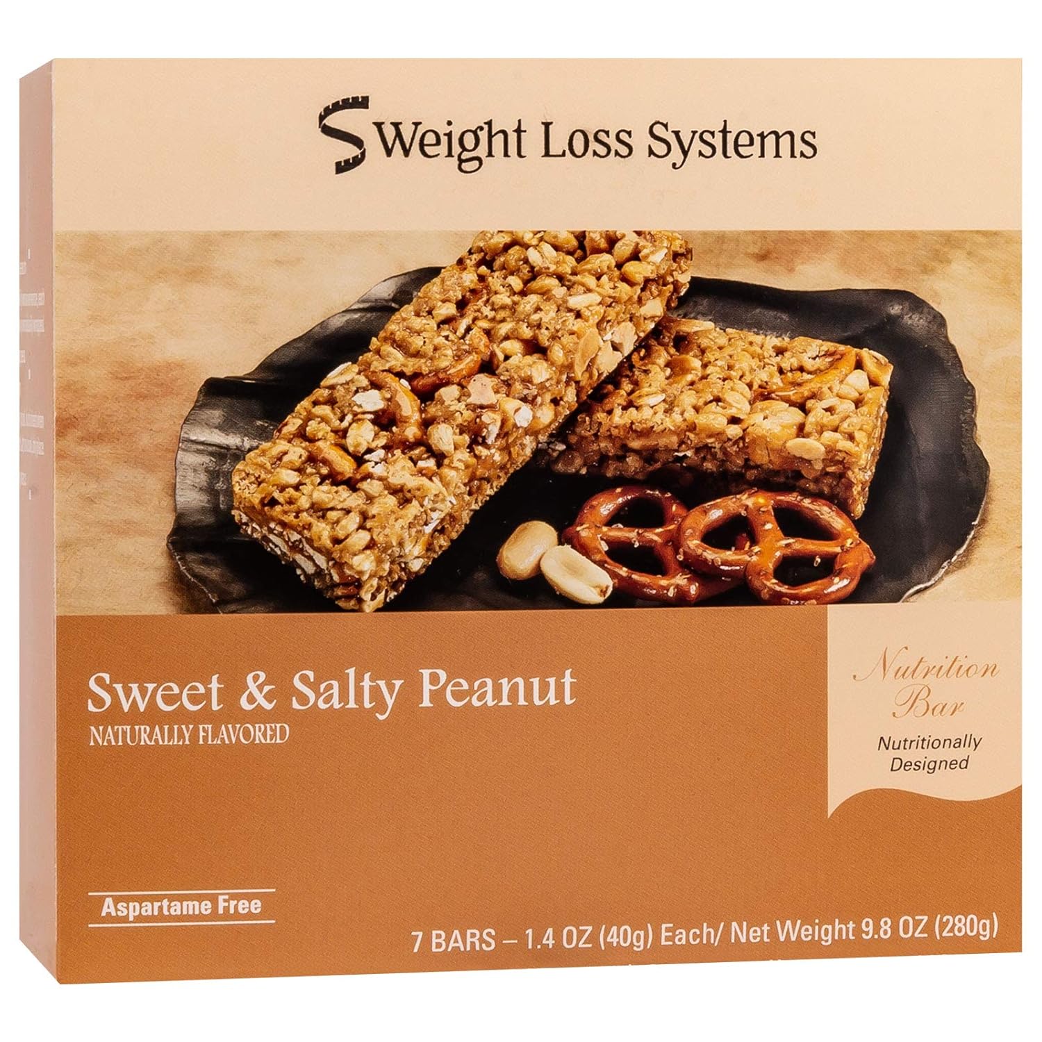 Weight Loss Systems Sweet & Salty Peanut Protein Bars, 10g Protein, Low Calorie, Low Fat, Aspartame & Sucralose Free, Cholesterol Free, Certified Kosher, 7 Count Box