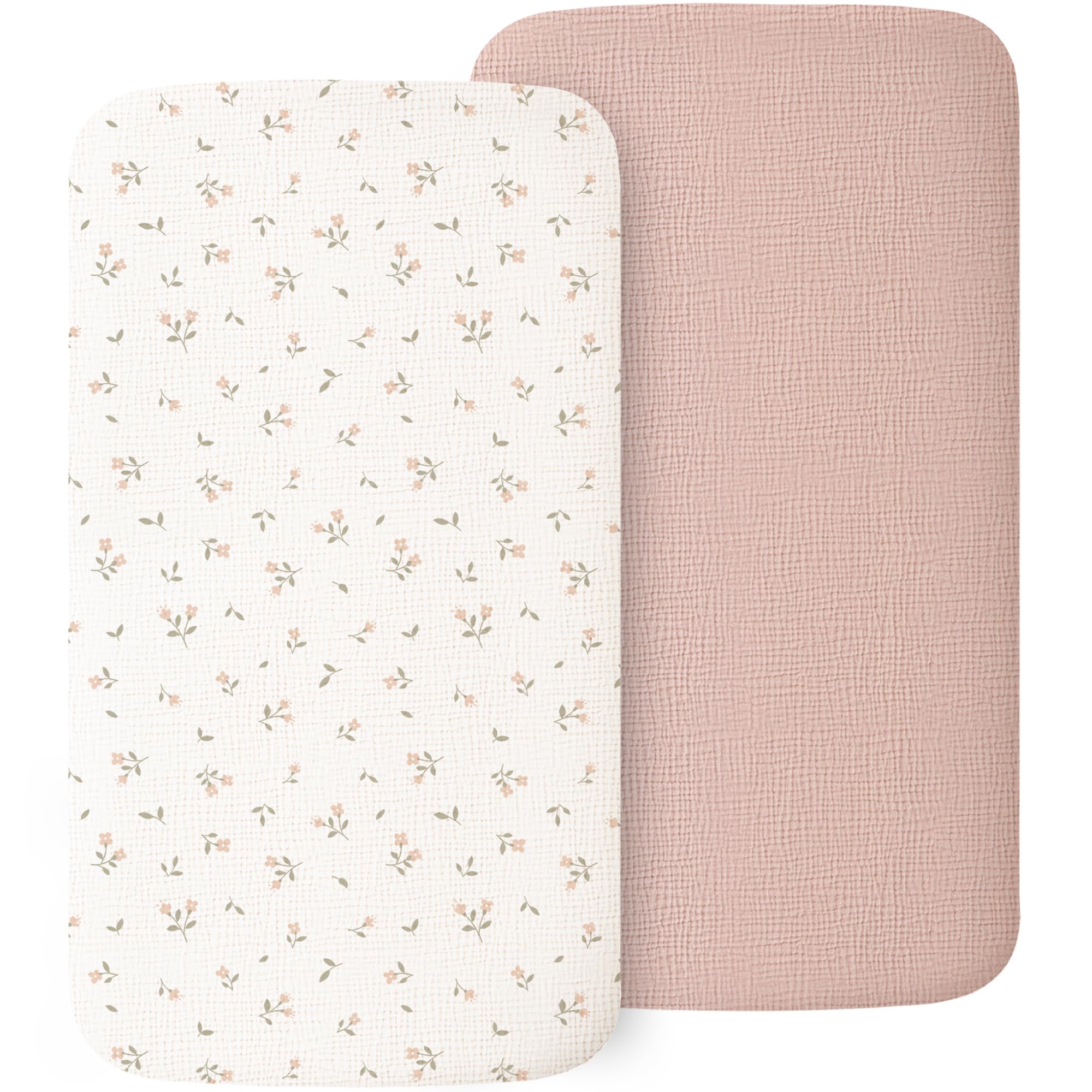 MairMore 2 Pack Muslin Baby Bassinet Sheets for Bedside Sleepers