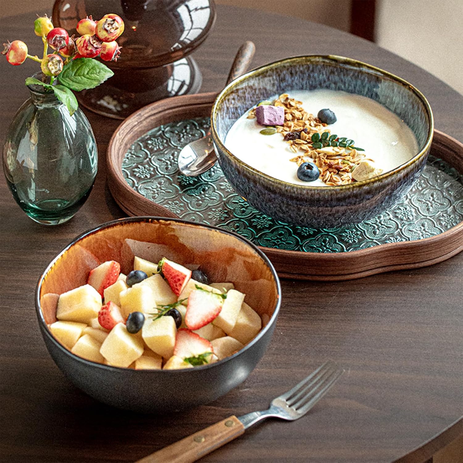 28oz Large Ceramic Cereal Bowls Set of 2, 6.5'' Deep Wide Soup Bowls image 2