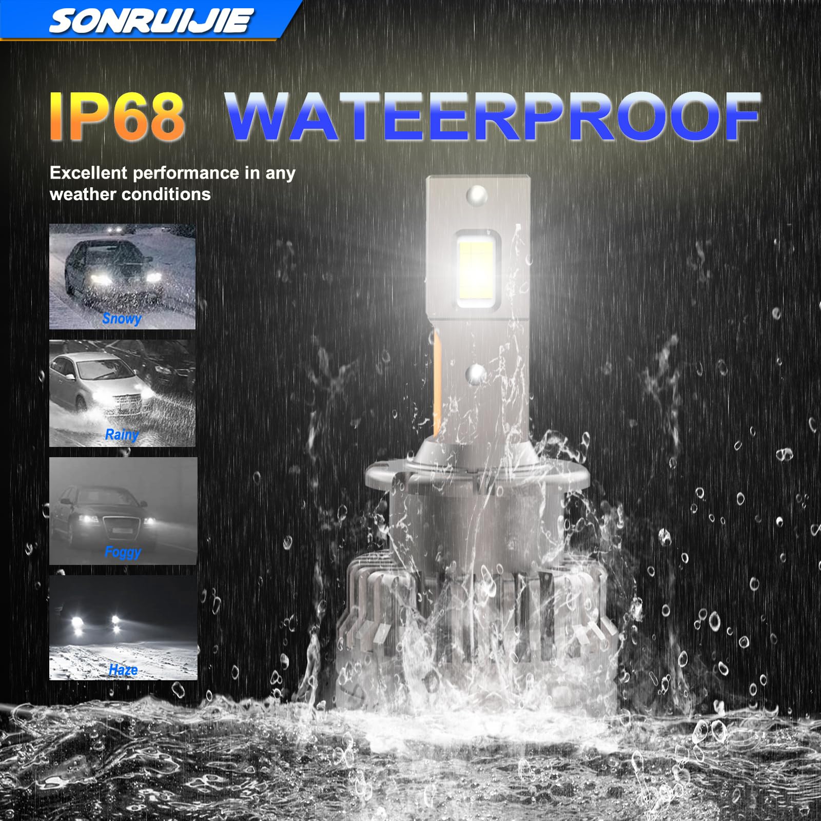 2024 D2S LED Lampadine, 100% Canbus 120W (60W/Lampade) 24000LM 6000K, Sostituisci lampadine allo xeno HID OEM Plug and Play, 2 Pezzi