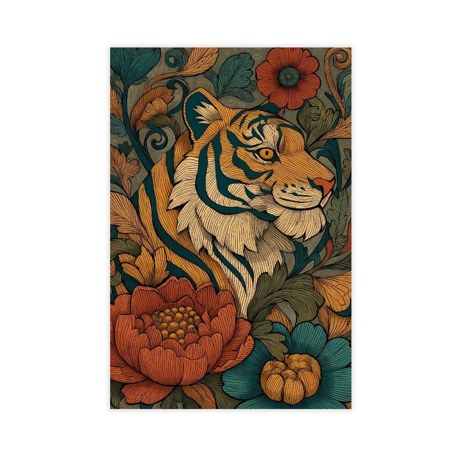 MRYCQ Folk Art Tiger Poster Canvas Poster for Office Decor Gift