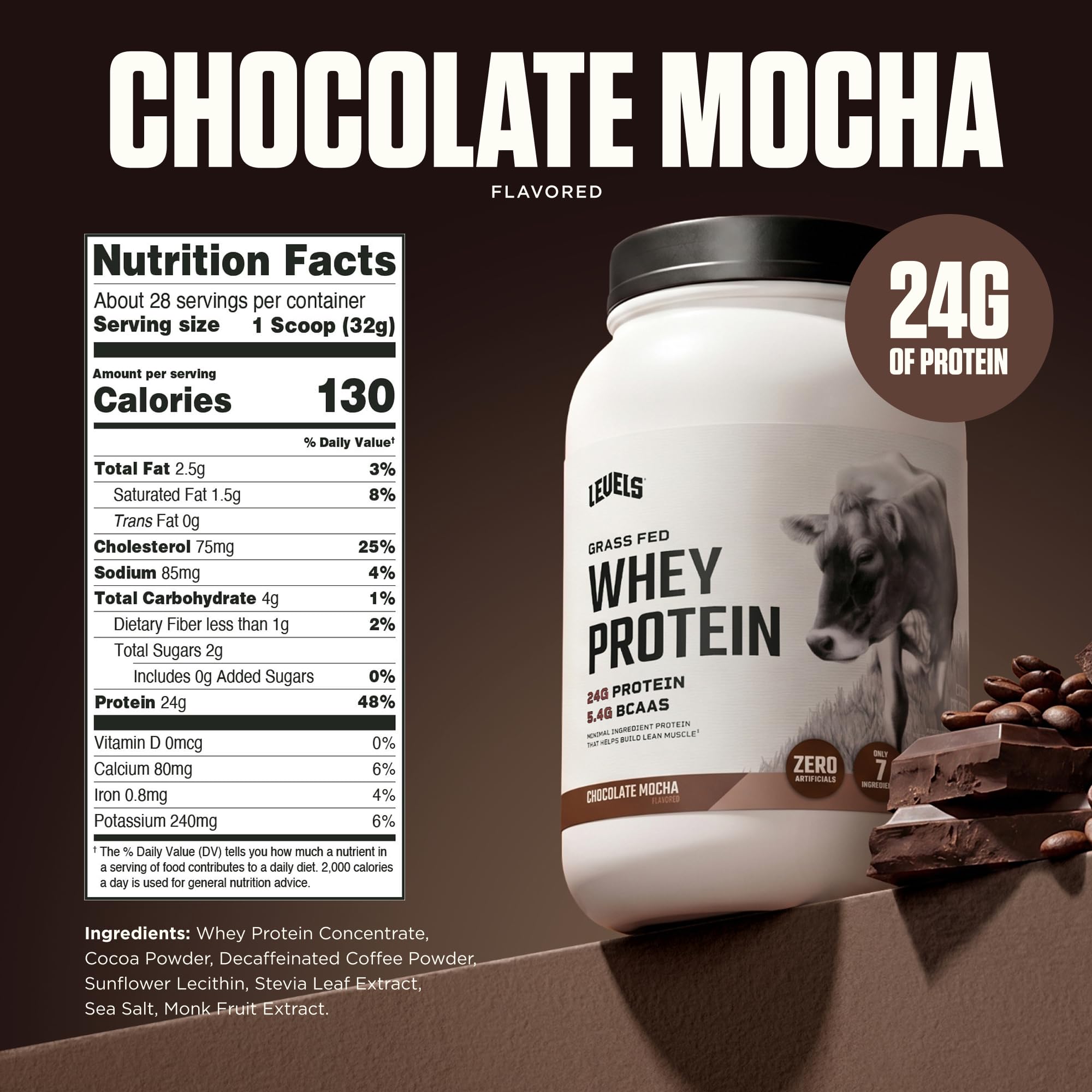Levels Whey Protein Powder, No Artificial Ingredients, Chocolate Mocha, 2LB — Amazon image 3