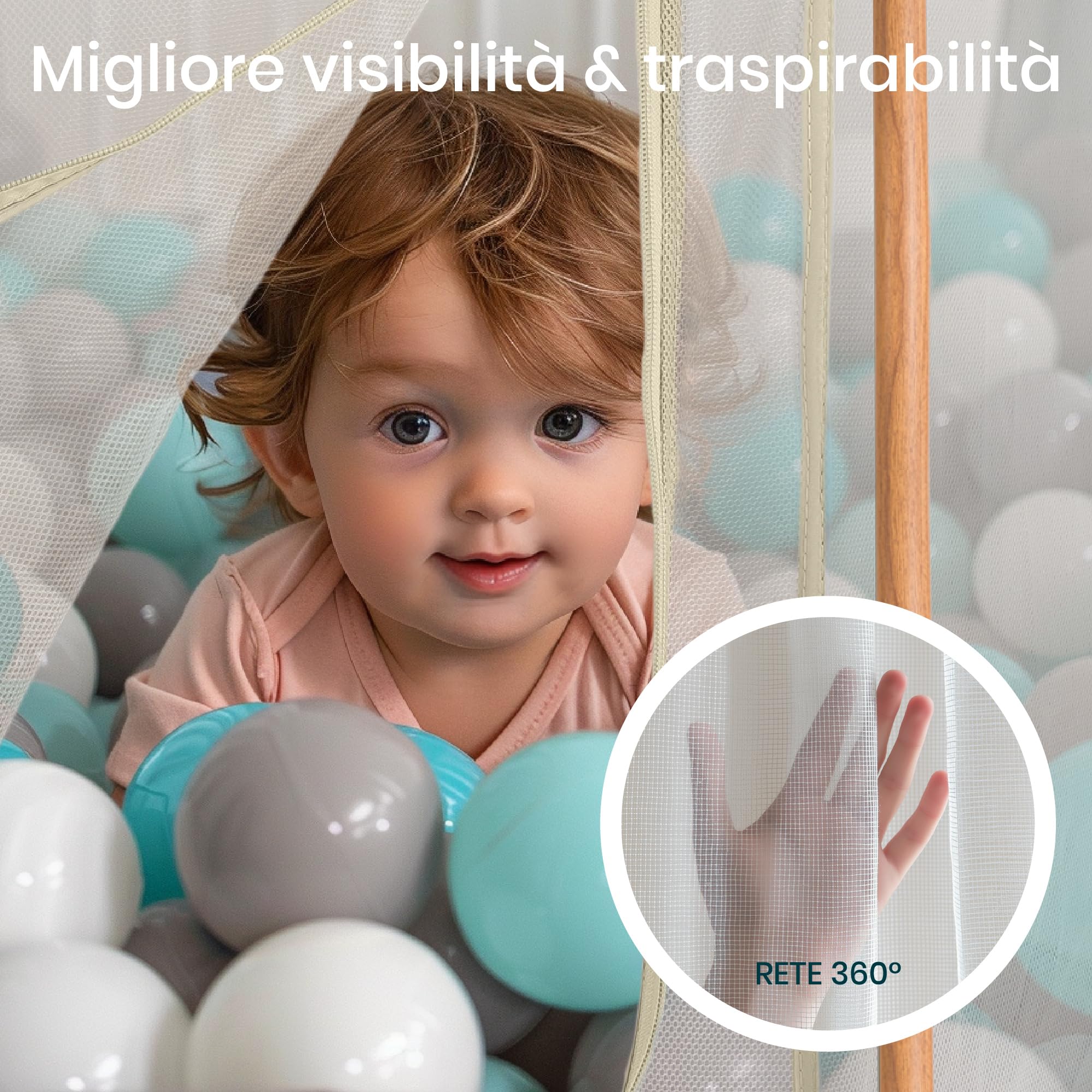 Tutti Bambini Box Bambini Pieghevole Recinto Neonato 135 x 135 x 75 cm Ecru