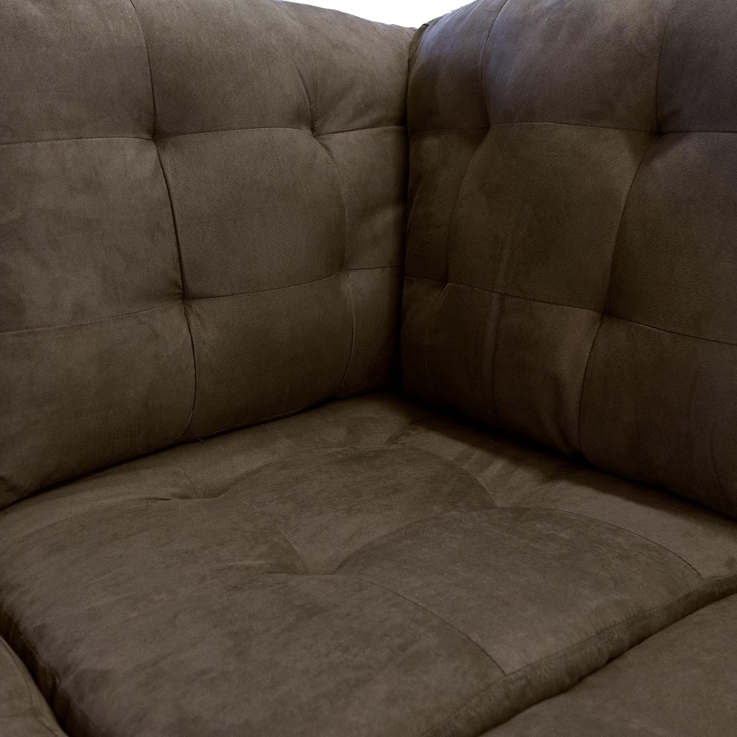 Casa Andrea Milano LLC 3 Piece Modern Tufted Micro Suede L Shaped Sectional Sofa Couch with Reversible Chaise & Ottoman, Large, Brown : Home & Kitchen