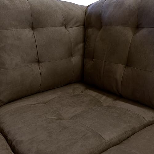 Miniatura 6 de Casa Andrea Milano LLC - Sofá modular moderno de 3 piezas de microgamuza copetuda en forma de L con diván reversible y otomana grande café