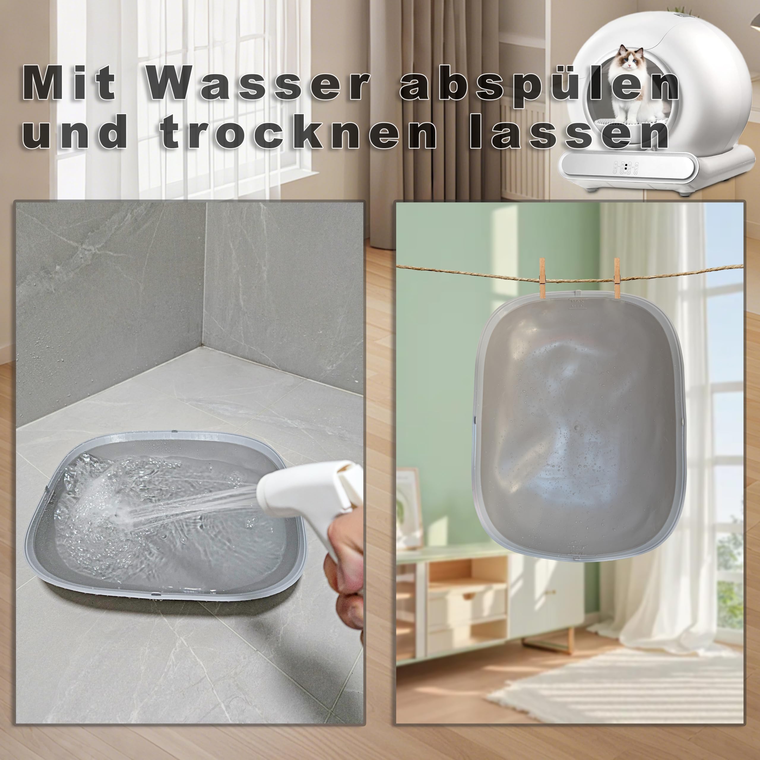 Elektrisches Katzenklo Matte, Silikon Katzenstreu Matte, Wasserdicht, Als Ersatz für den selbstreinigenden Silikonboden der Katzentoilette