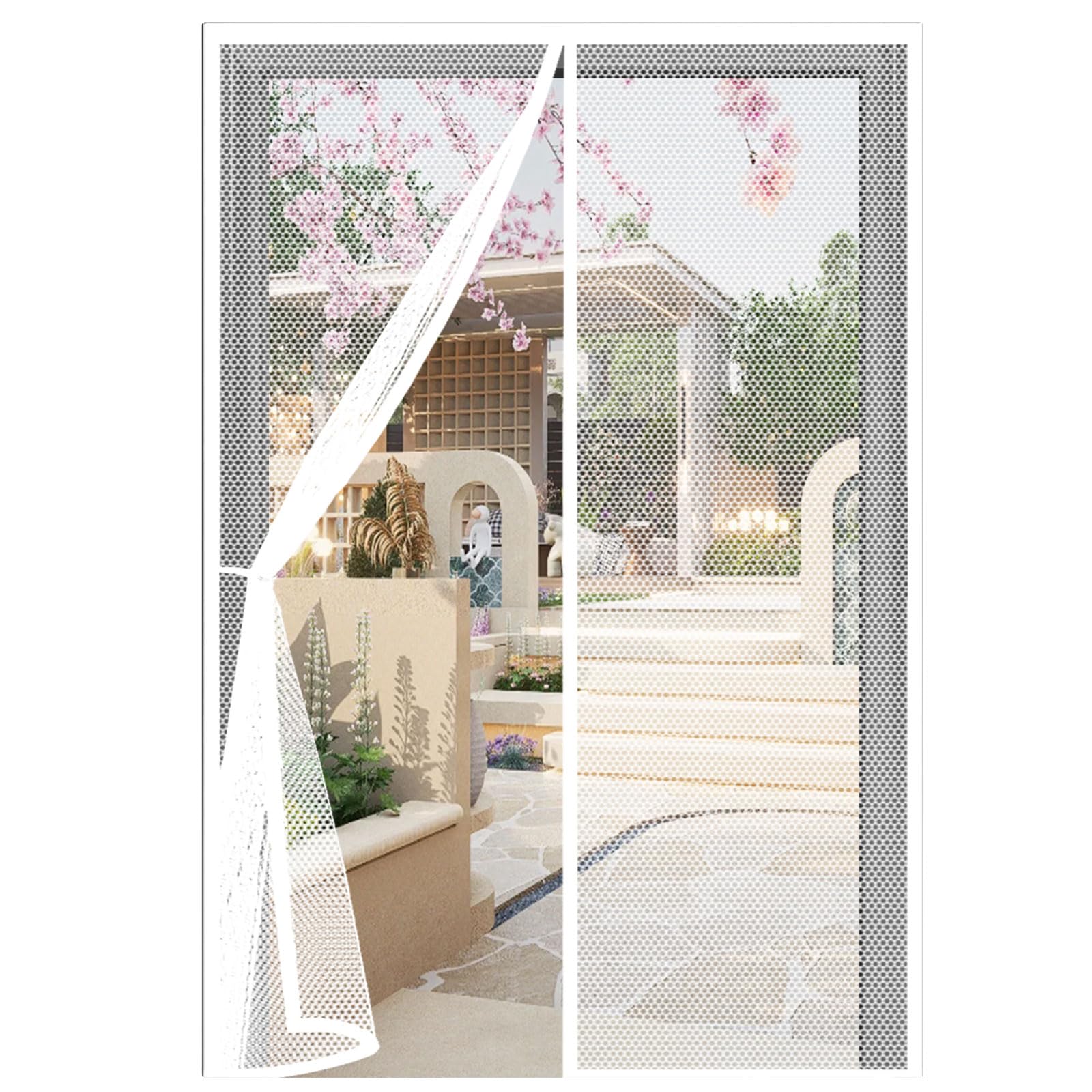 Magnetic Screen Door 116 x 255 cm Heavy Duty Self-Sealing No Gap Anti Mosquito Door Fly Screen Curtain Easy to Install Without Drilling for Patio Bedroom Sliding Kitchen, White