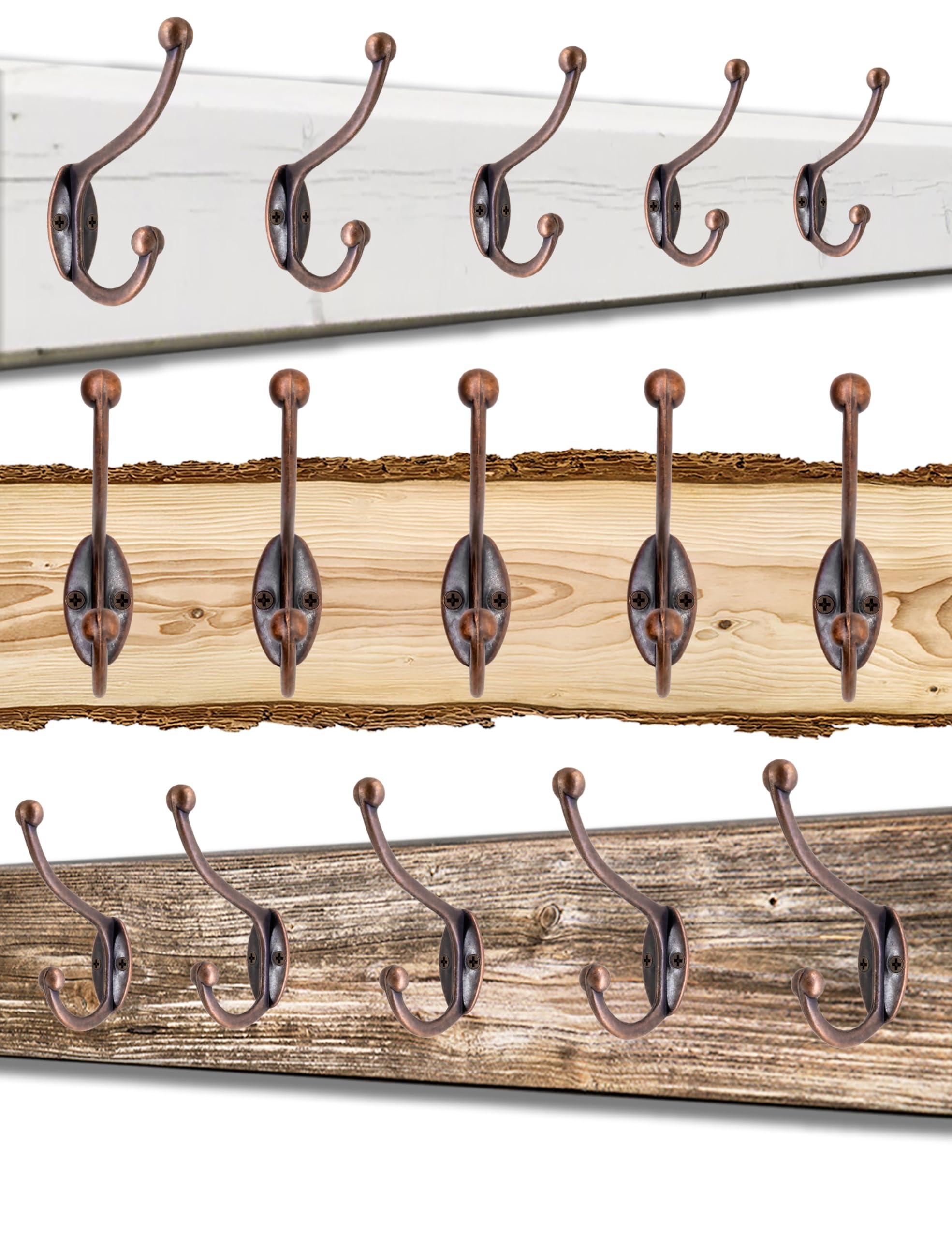 Fuxxer® 5 x Classic Coat Hooks Towel Hooks Coat Hooks Copper Design, 95 x 68 x 23 mm - Image 4