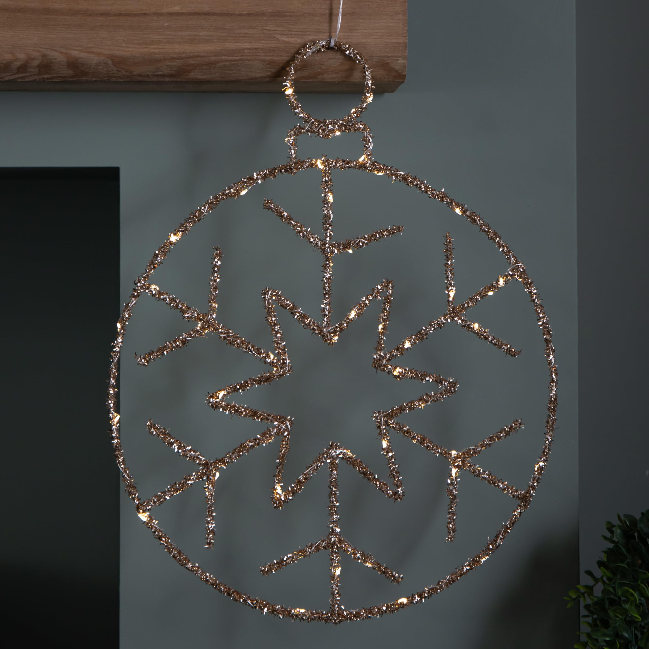 Samuel Alexander 49cm Gold Snowflake Christmas Light Ball Warm White LEDs