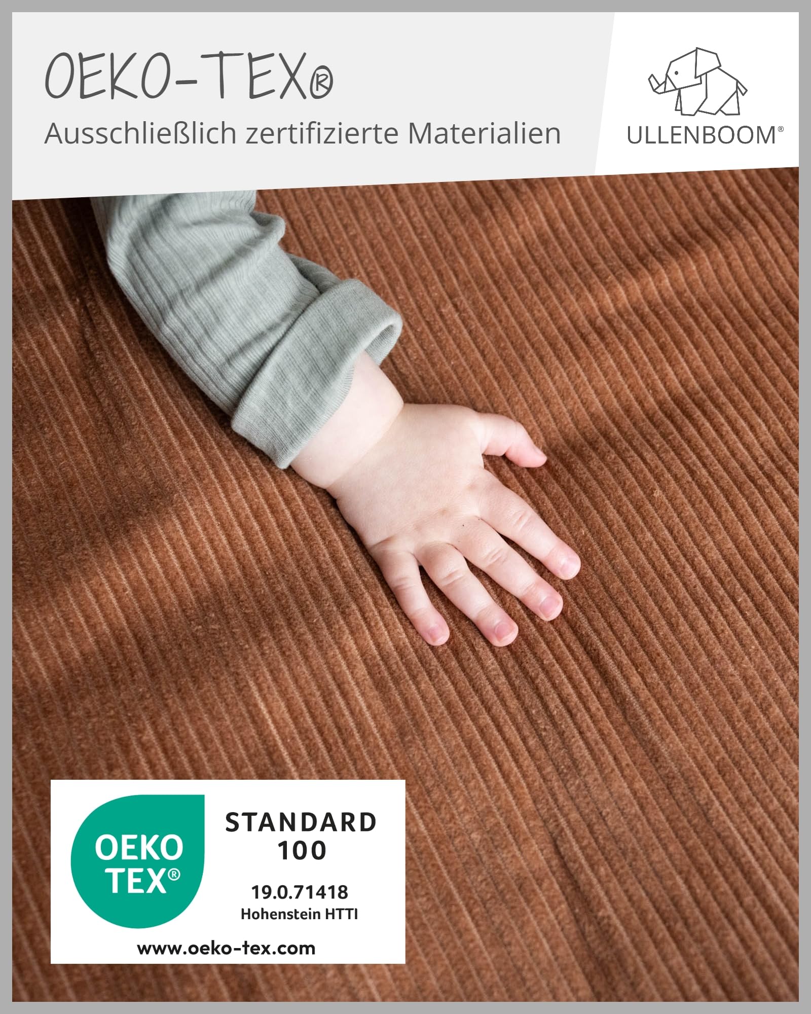 ULLENBOOM Krabbeldecke für Baby 100x100 cm - Dick und weich gepolstert | Außenmaterial: 100% Baumwolle, Alle Materialien OEKO-TEX zertifiziert, Made in EU, Schadstoffgeprüft und waschbar