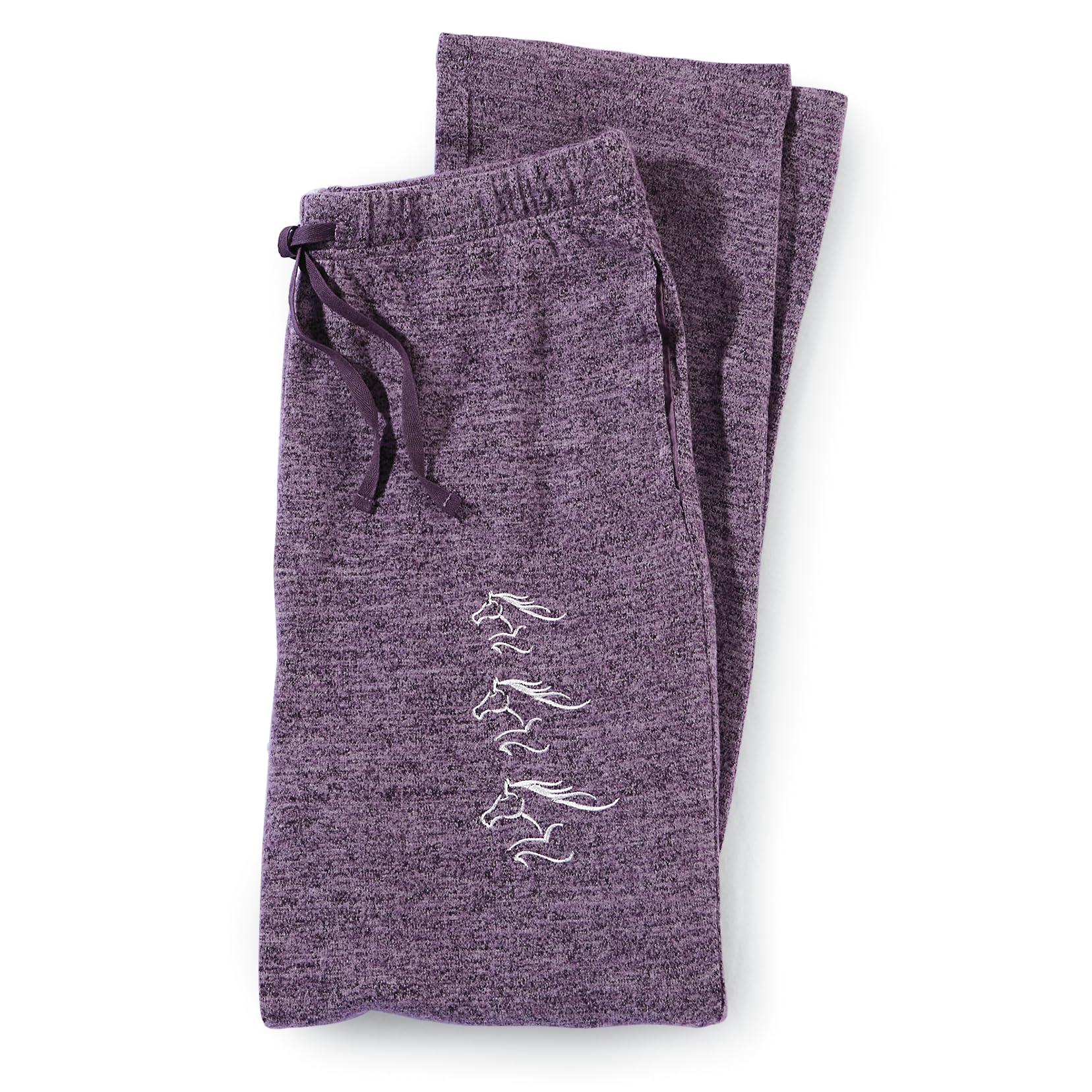 Wild Horses Embroidered Purple Pants Womens Casual Lounge Sweatpants Soft Loose Pajama Bottoms Pockets Drawstring Waist