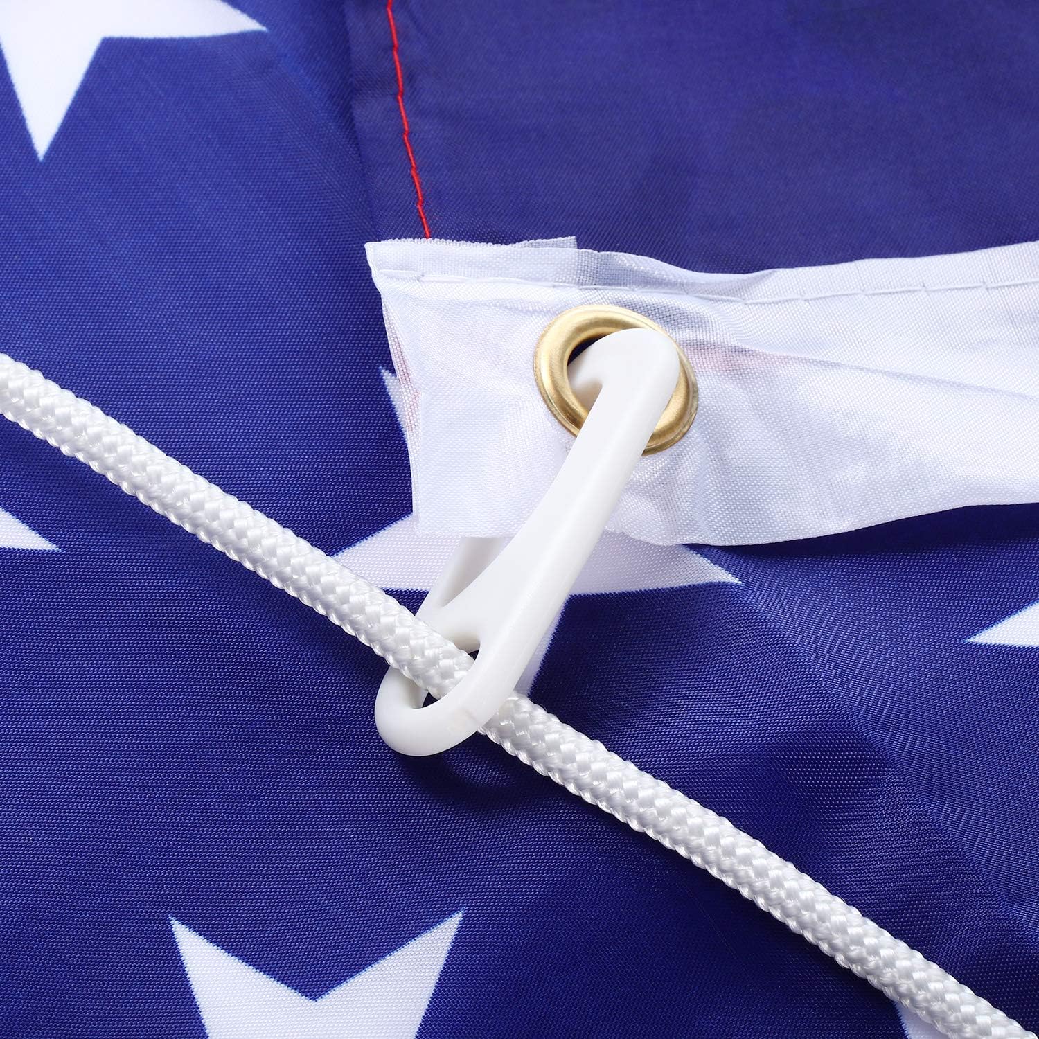 Boao flagpole Rope Clips String Flag Pole Hooks kit 1/4 inch 50 feet Nylon Plastic White Replacement Thick Wire Outdoor Hang Flag flagpoles line 25