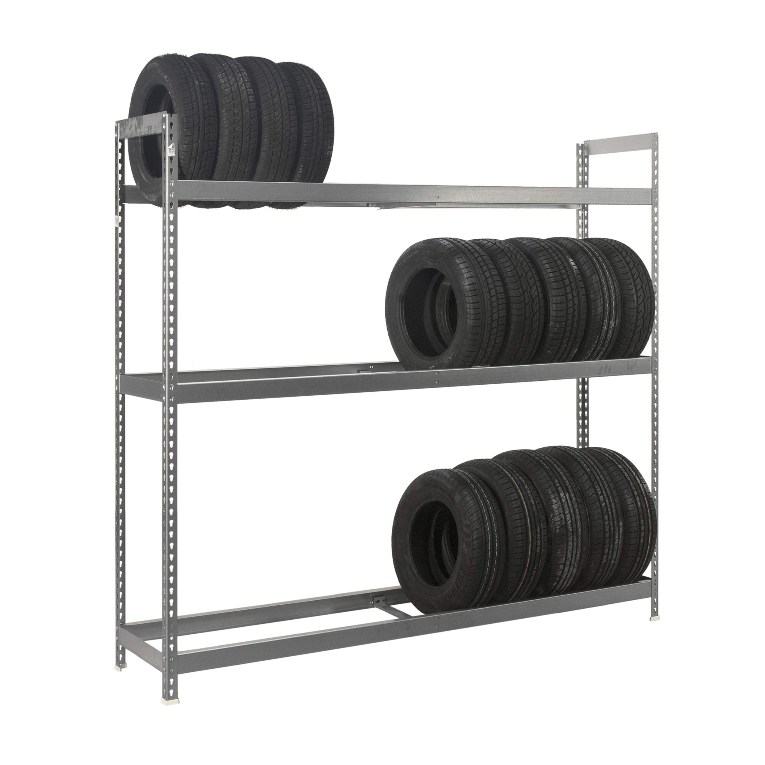 Simon Rack Estantería para Neumáticos, Soporte Neumáticos, 3 Niveles, Alta Capacidad Carga 120 kg, 2000x1500x450 mm, Estantería para 15 neumáticos, Galvanizado - Simonauto