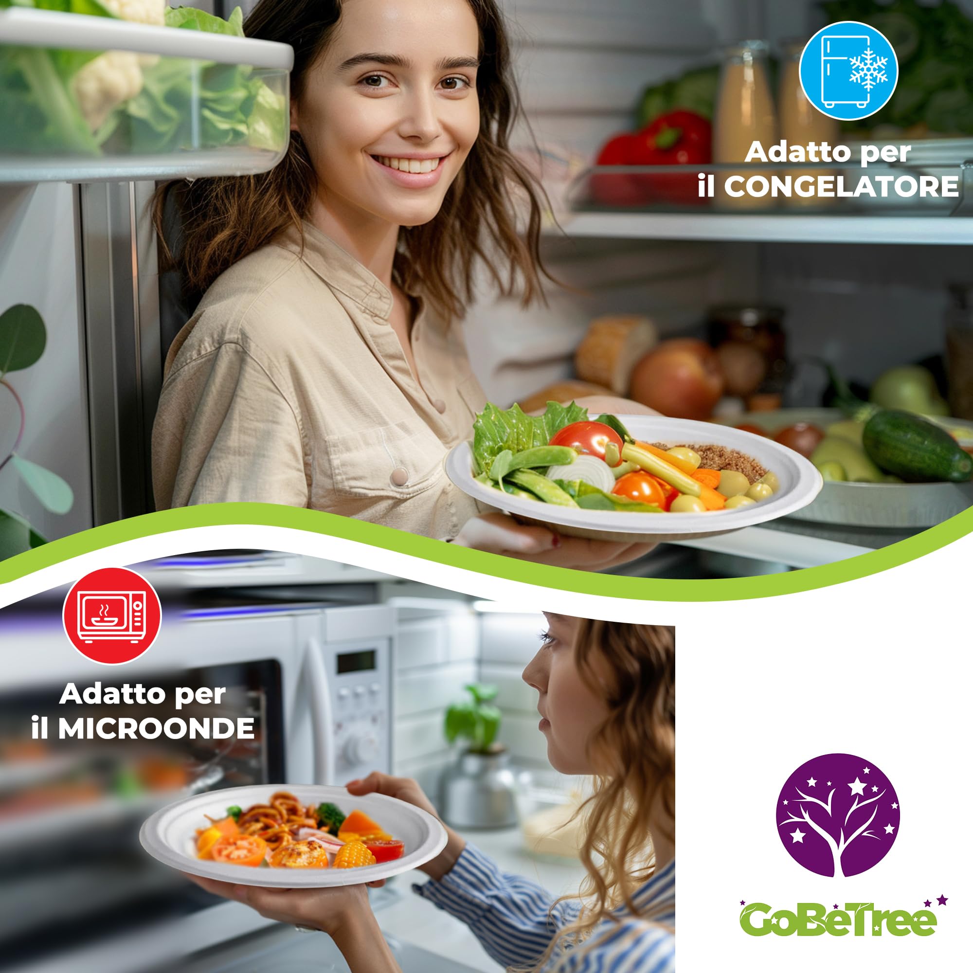 GoBeTree Stoviglie usa e getta di 200 pezzi per 25 persone. Stoviglie ecologiche fatte di canna da zucchero. Include 50 piatti, 75 posate di legno, 25 bicchieri di carta kraft e 50 tovaglioli.