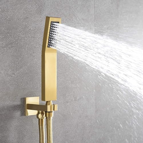 Miniatura 6 de sumerain Sistema de grifo para bañera y ducha con boquilla de cascada y cabezal de ducha de mano, válvula equilibrada de presión, oro cepillado