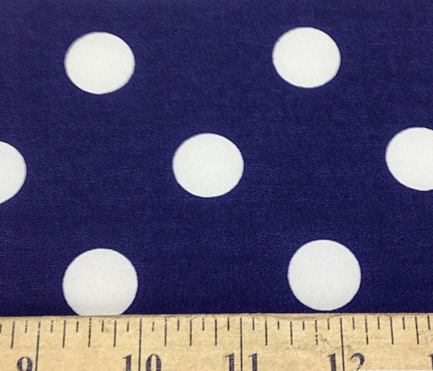3/4th Inch Polka Dot Poly Cotton White Dot on Navy 60 Inch Fabric by the Yard (F.E.)