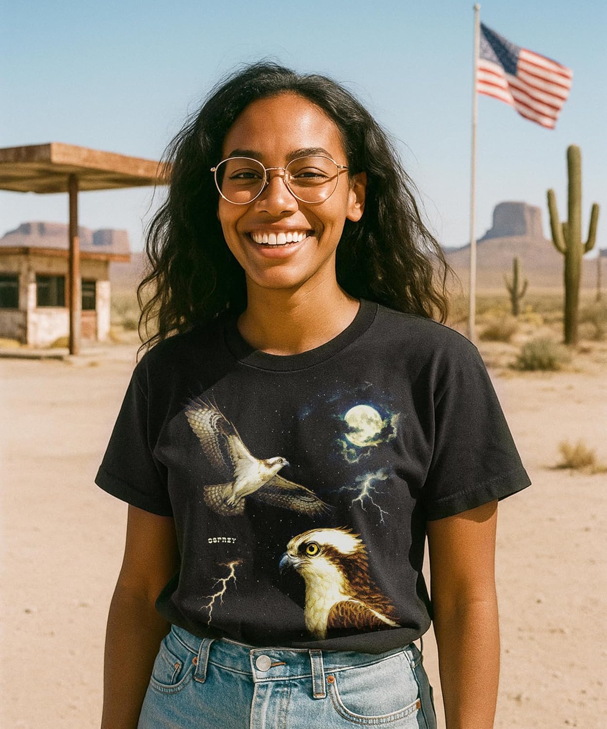 Moonlit Bird Artwork Premium Black T-Shirt for Men & Women