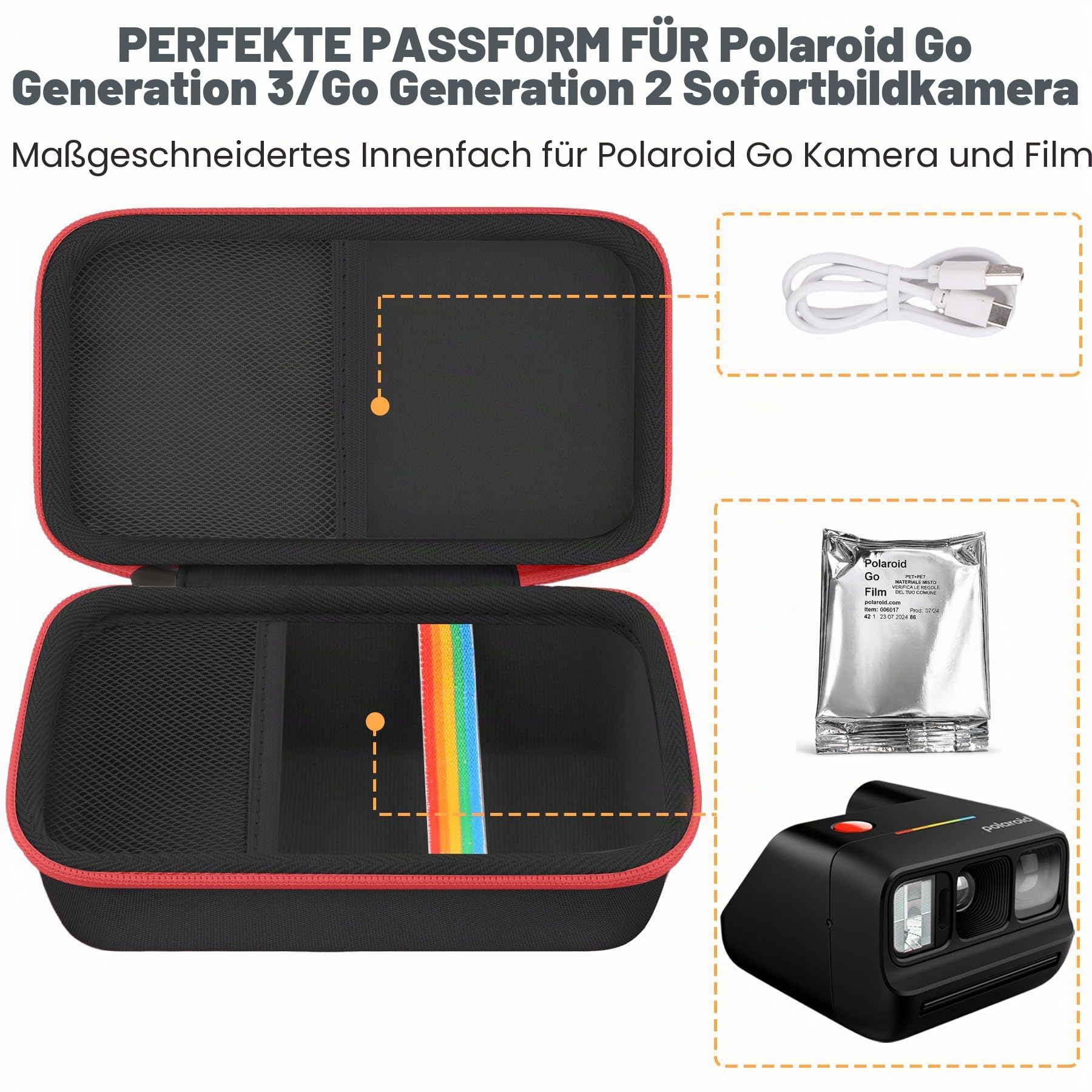 Khanka Custodia per Polaroid Go Gen 3/Gen 2/Go Mini - Nero + Viola